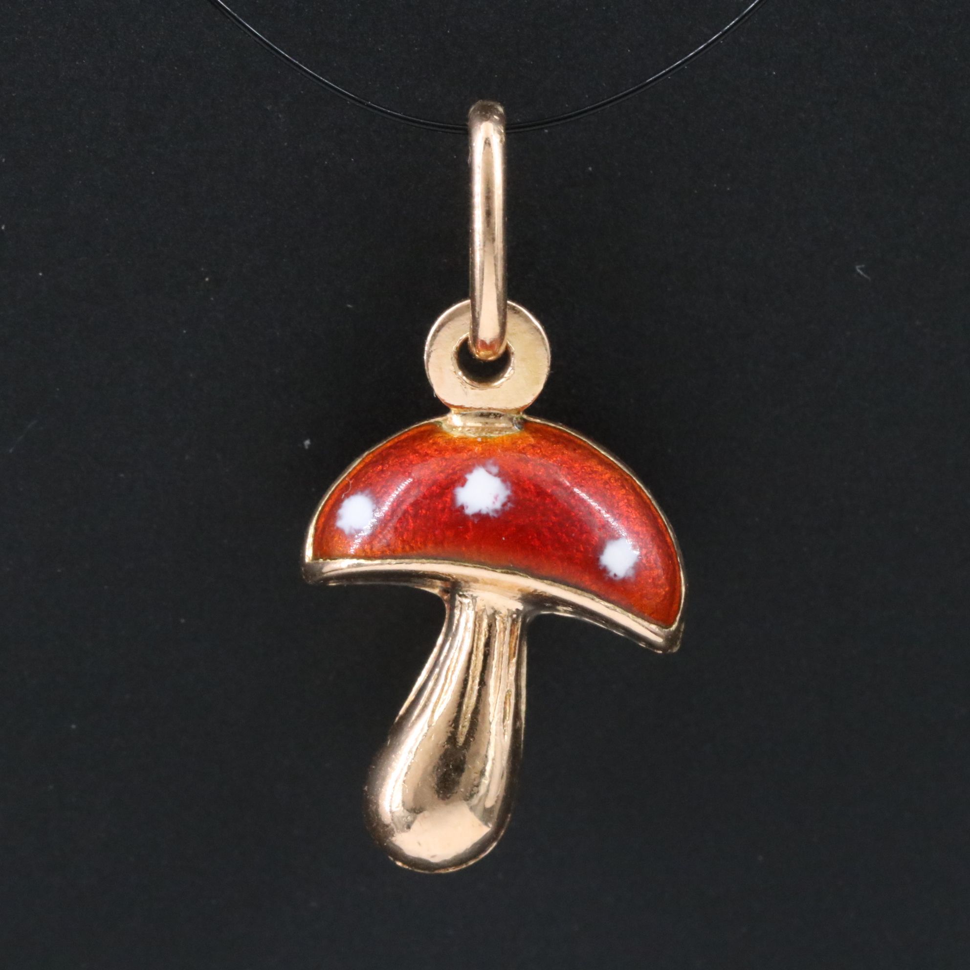 Italian Fabor 18K Enamel Mushroom Charm Pendant