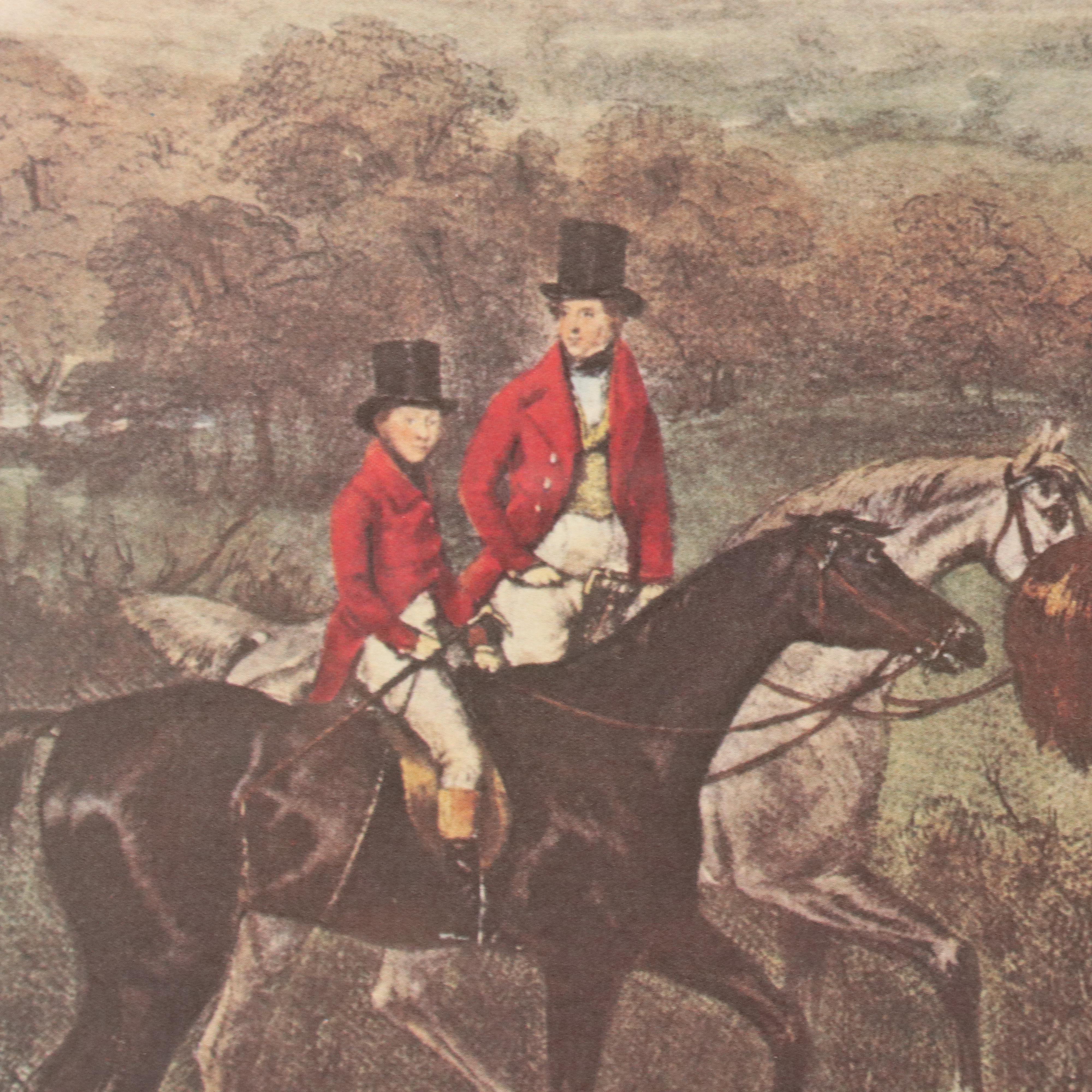 Offset Lithograph After Hunting Genre Engraving "The Bury Hunt"