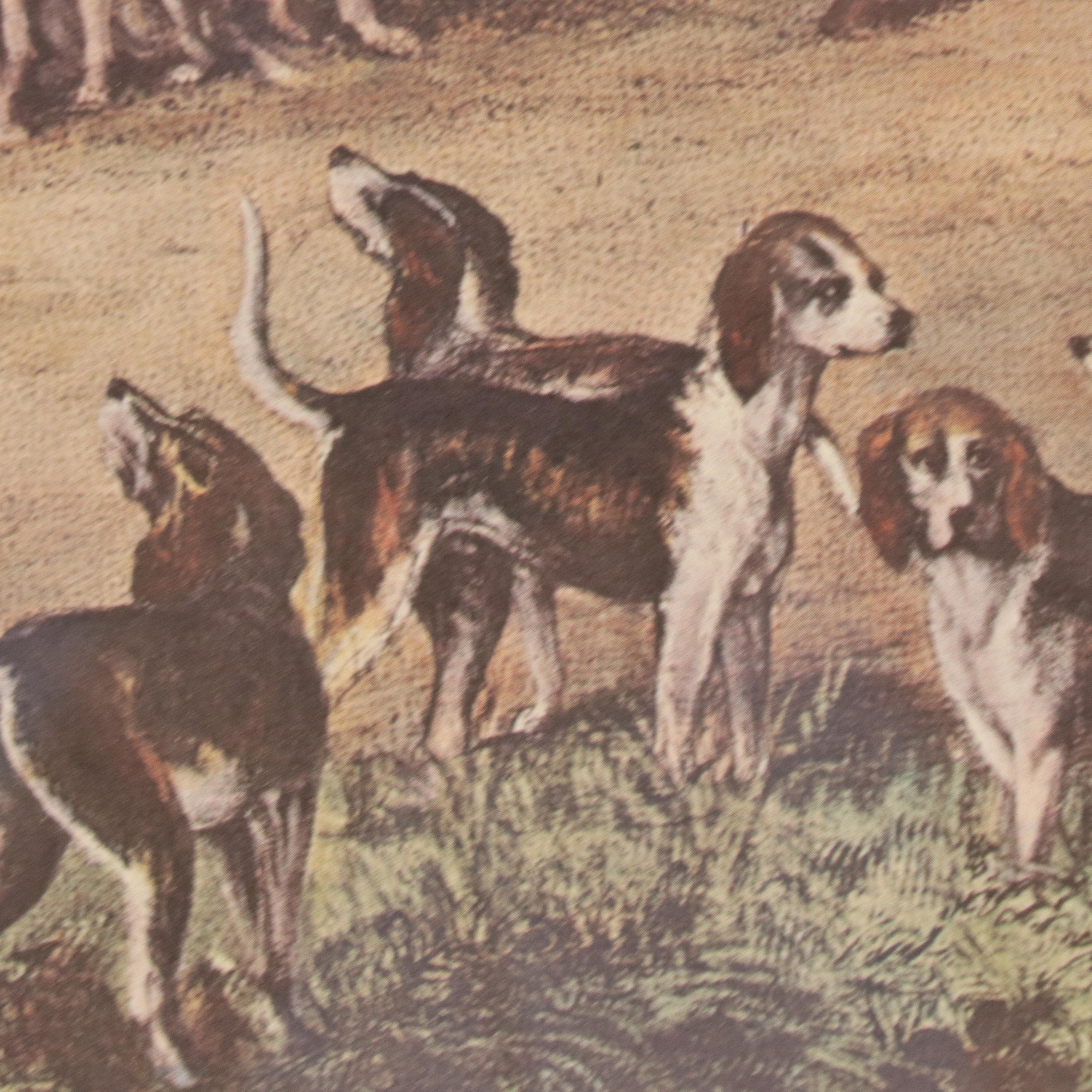 Offset Lithograph After Hunting Genre Engraving "The Bury Hunt"