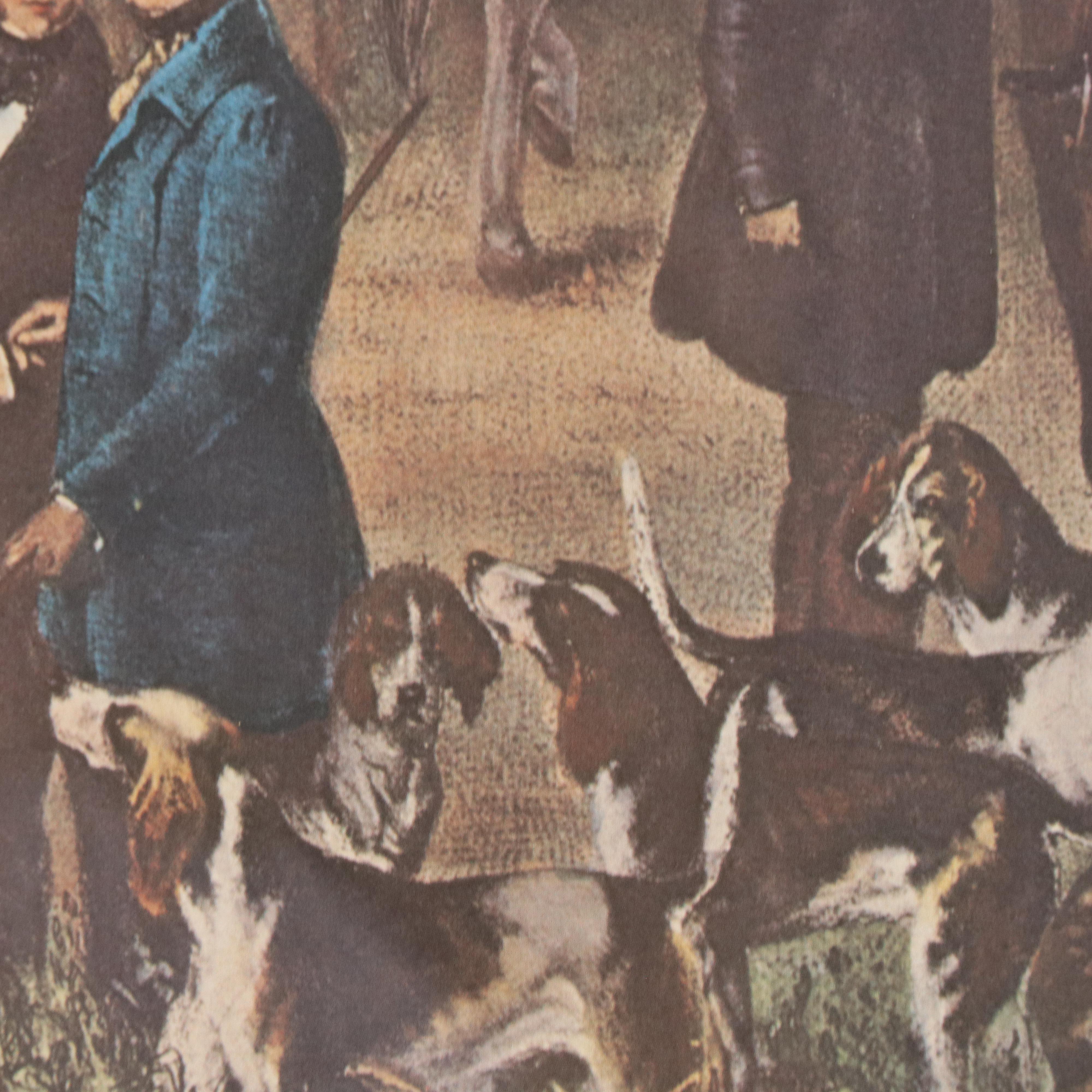 Offset Lithograph After Hunting Genre Engraving "The Bury Hunt"