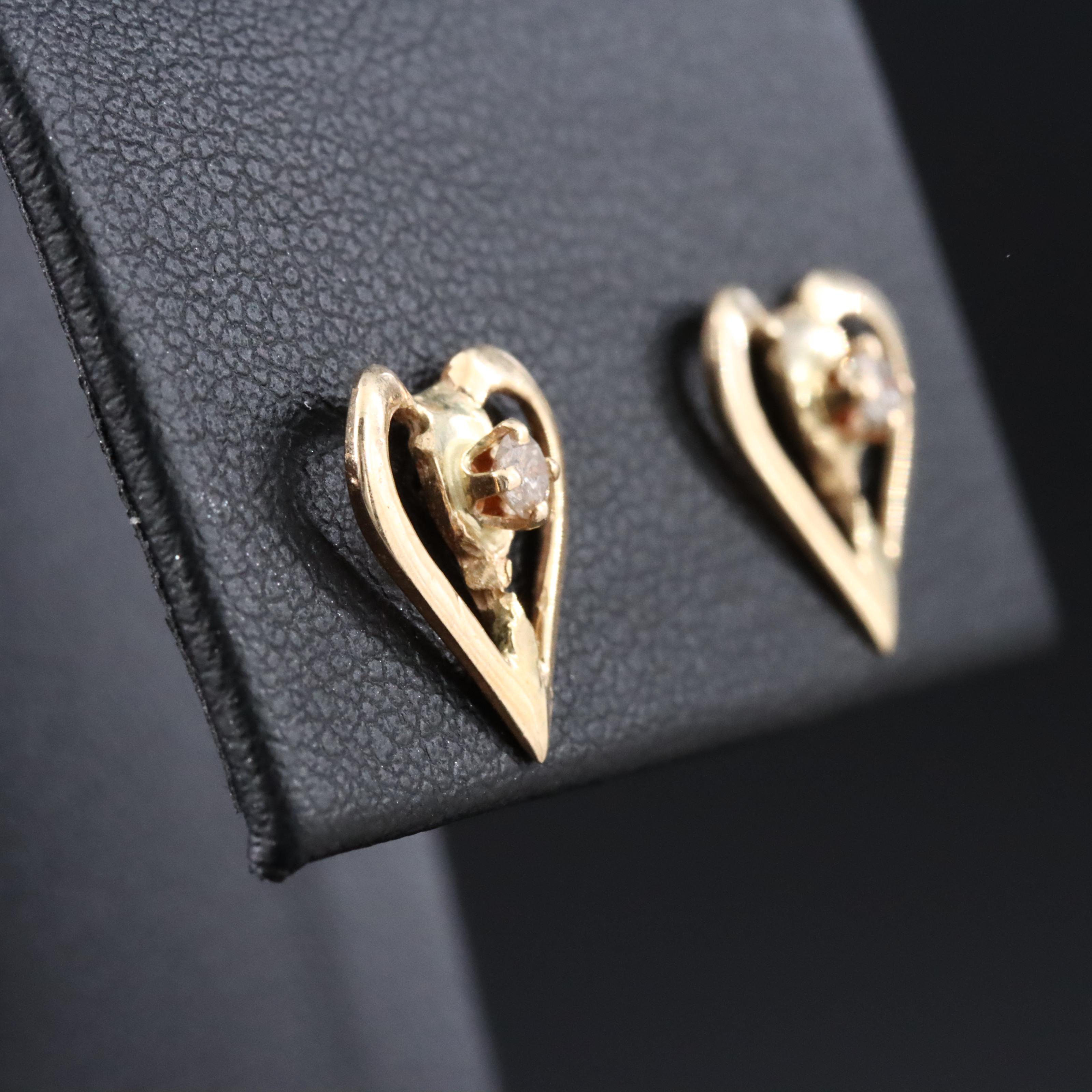 14K 0.11 CTW Diamond Heart Earrings