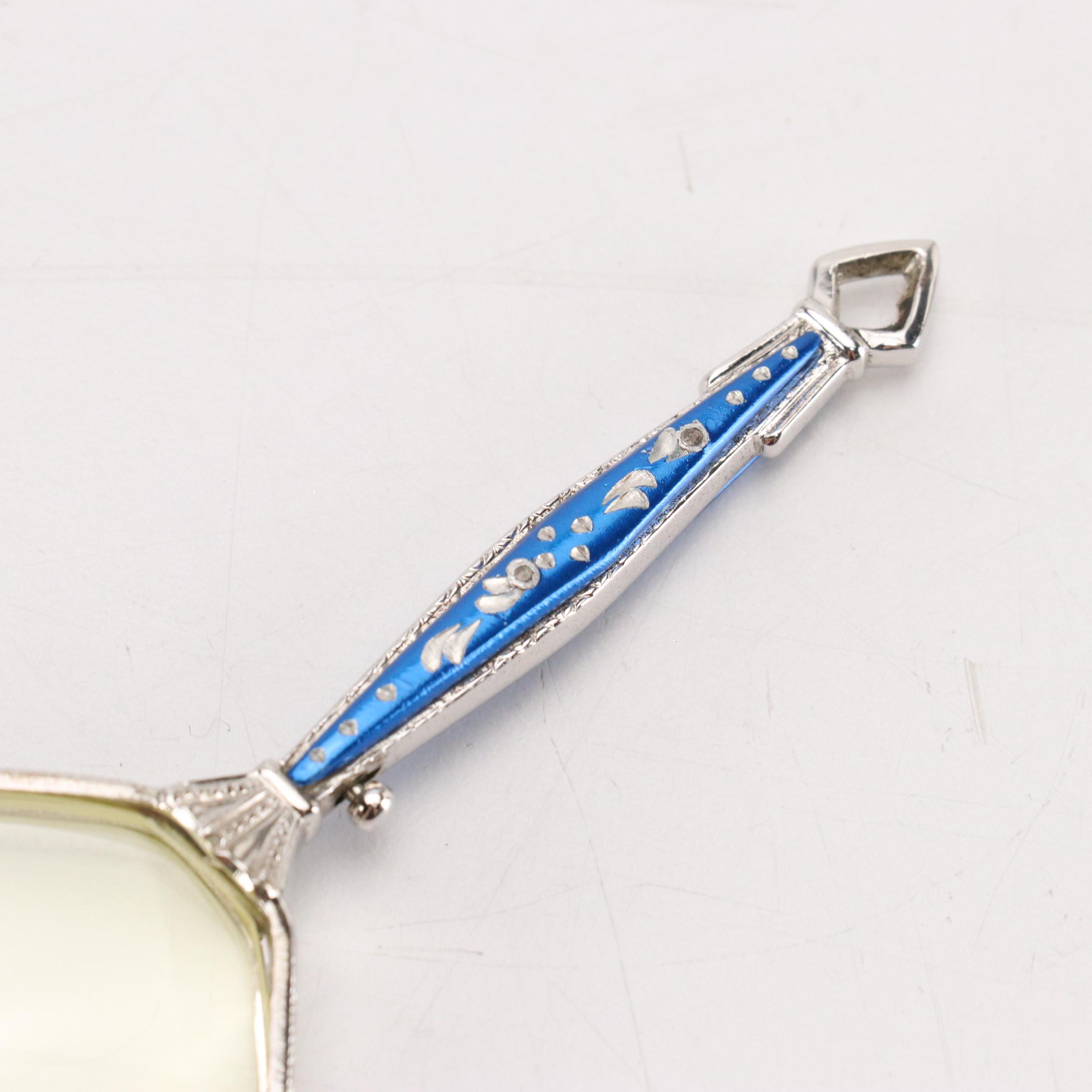 Silver Tone Folding Lorgnette Prescription Reading Glasses with Case