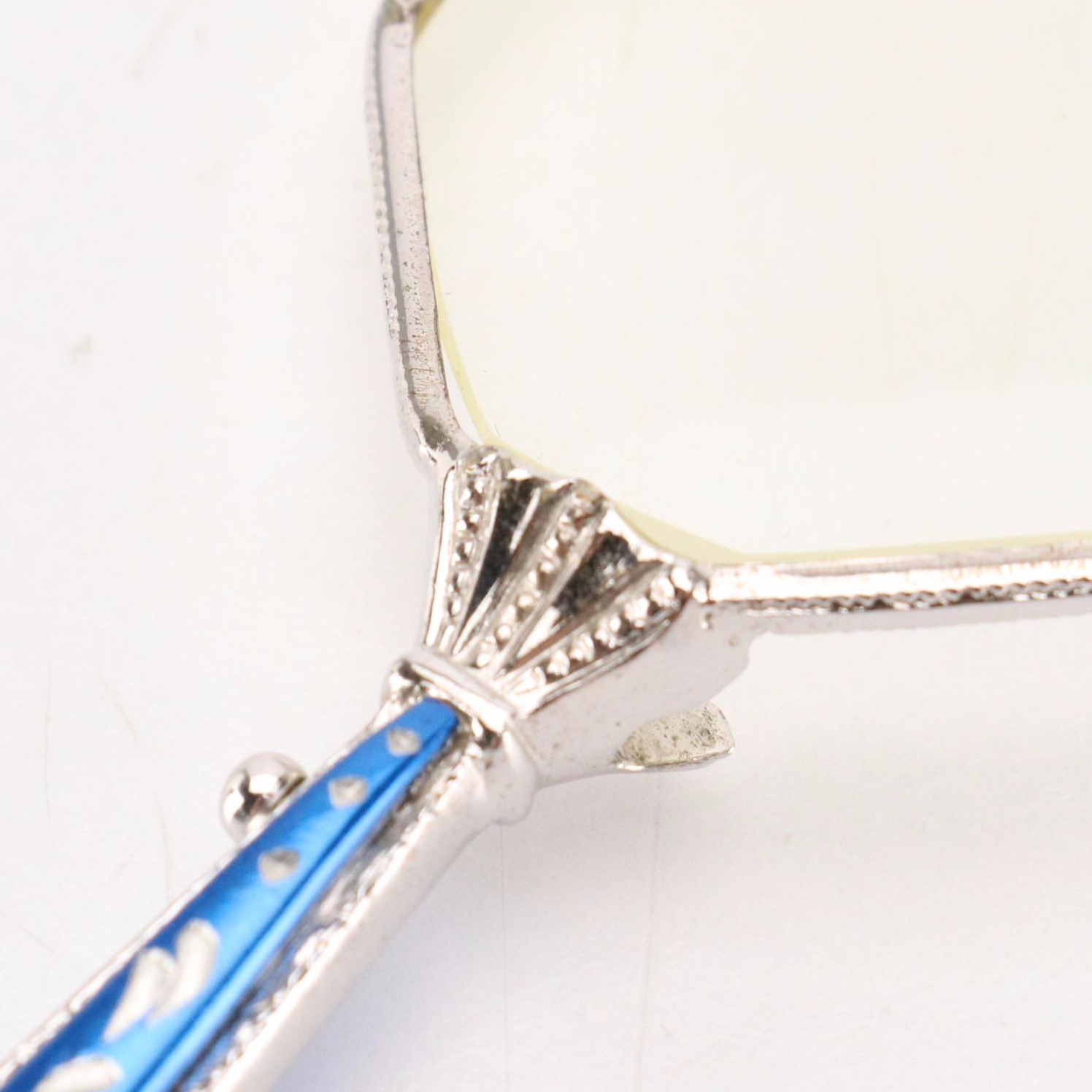 Silver Tone Folding Lorgnette Prescription Reading Glasses with Case