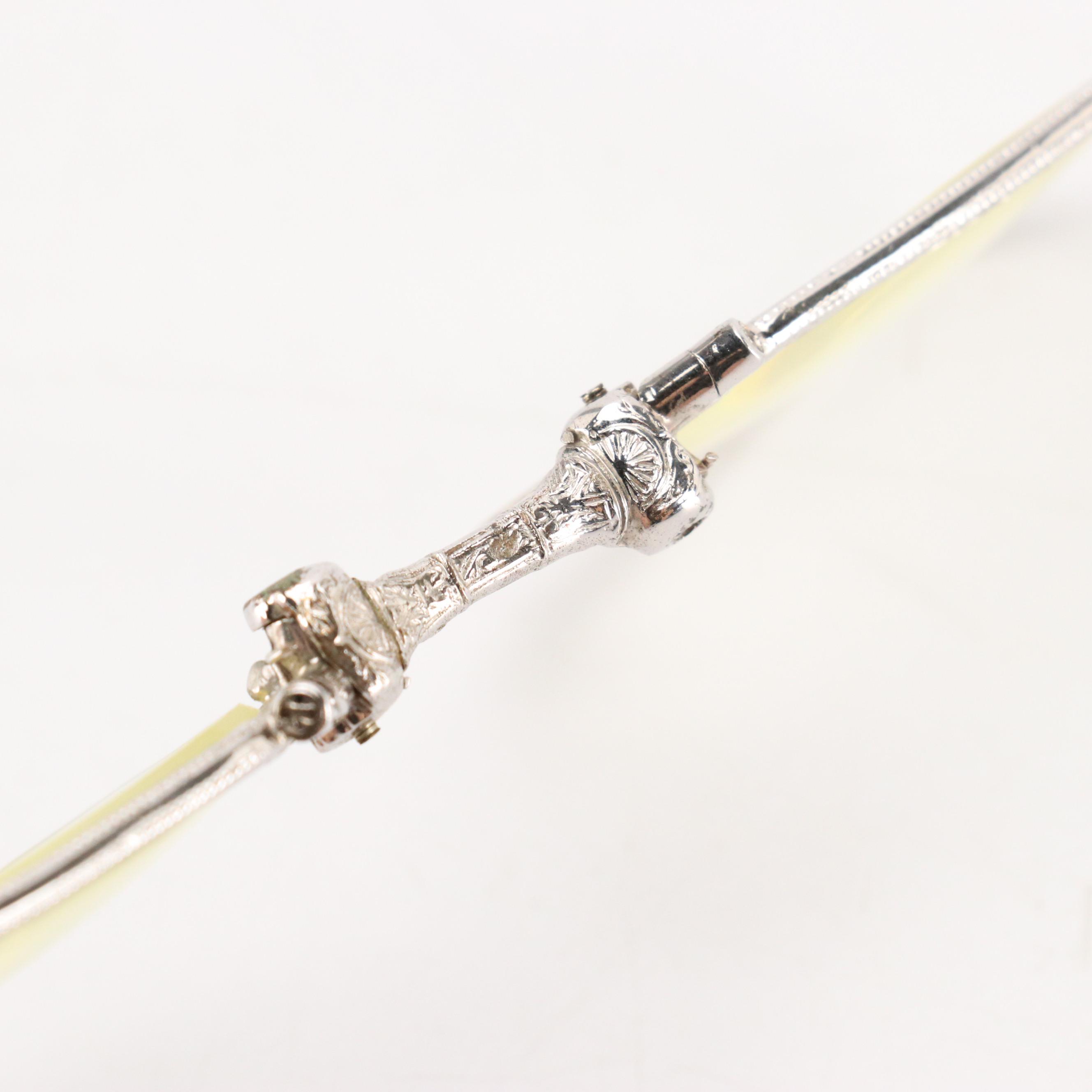 Silver Tone Folding Lorgnette Prescription Reading Glasses with Case