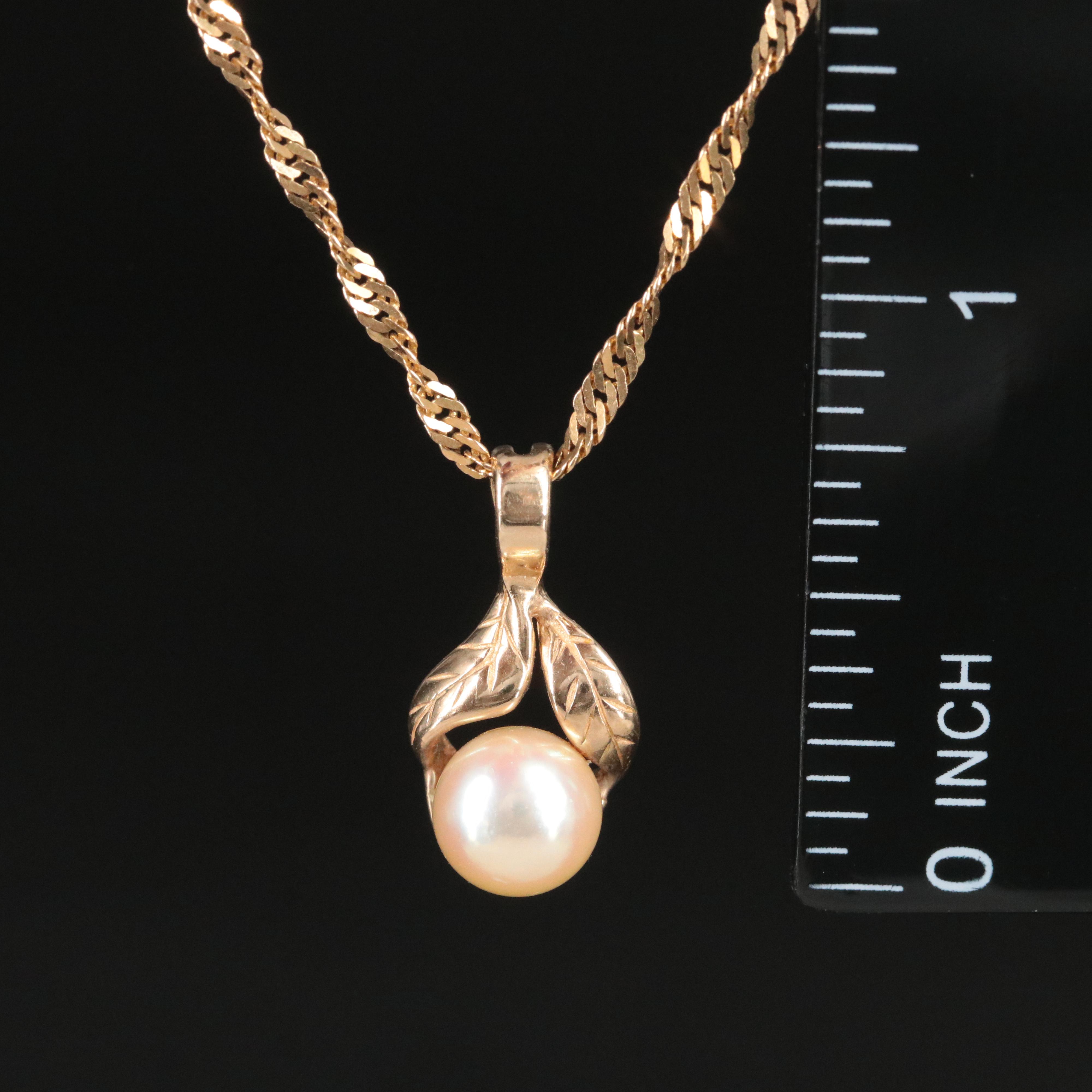 10K Pearl Pendant on 18K Chain Necklace