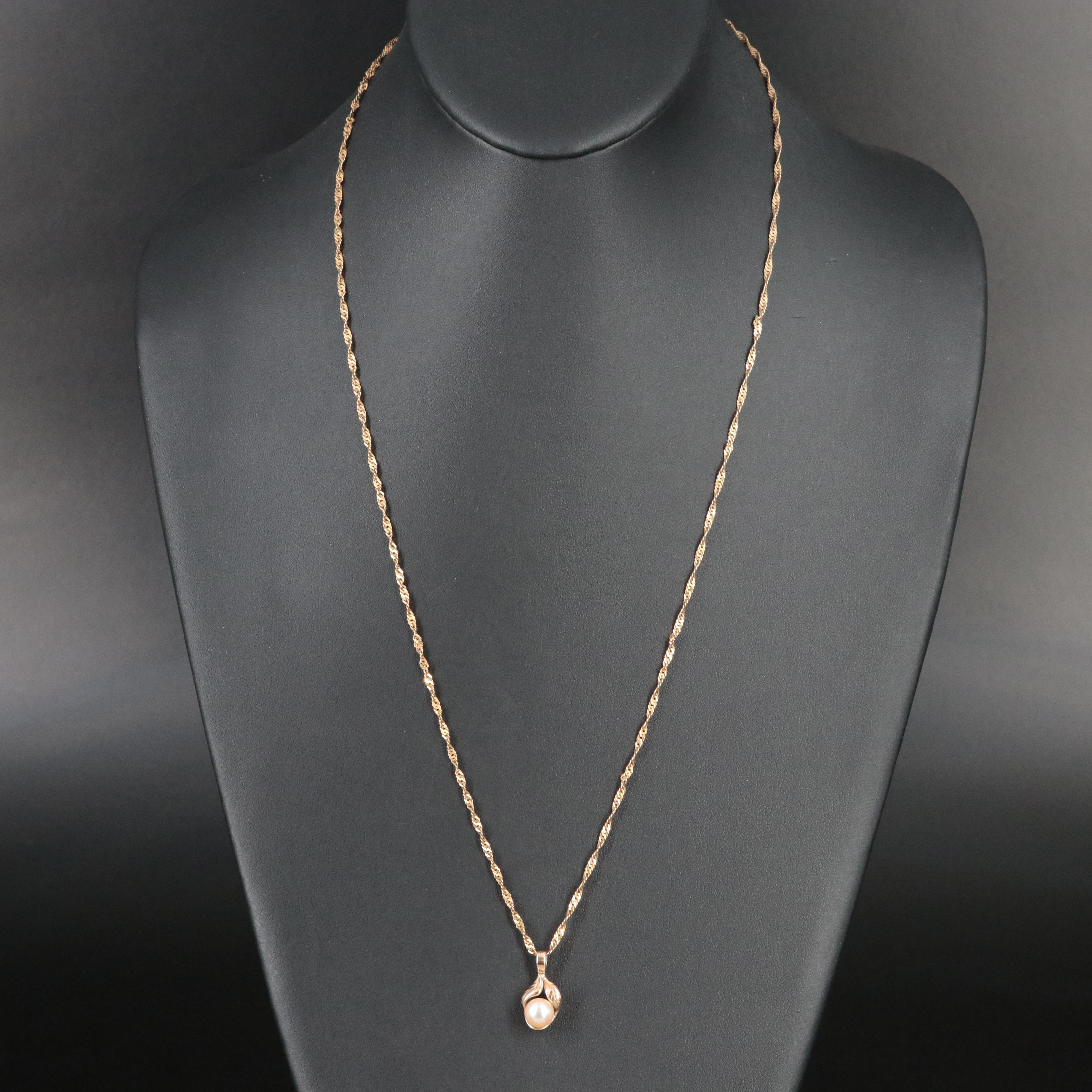 10K Pearl Pendant on 18K Chain Necklace