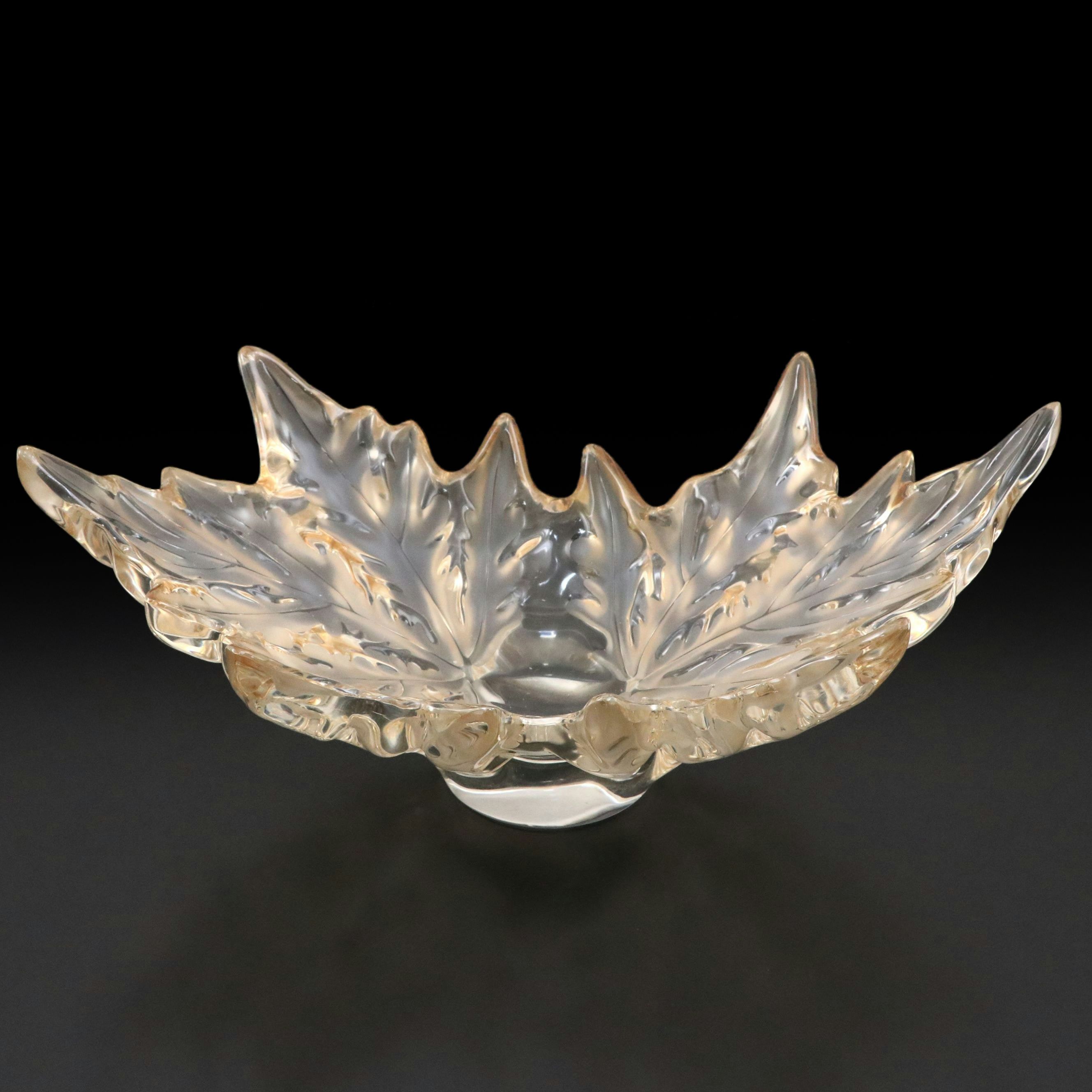 Lalique "Champs-Élysées" Gold Luster Frosted Crystal Bowl