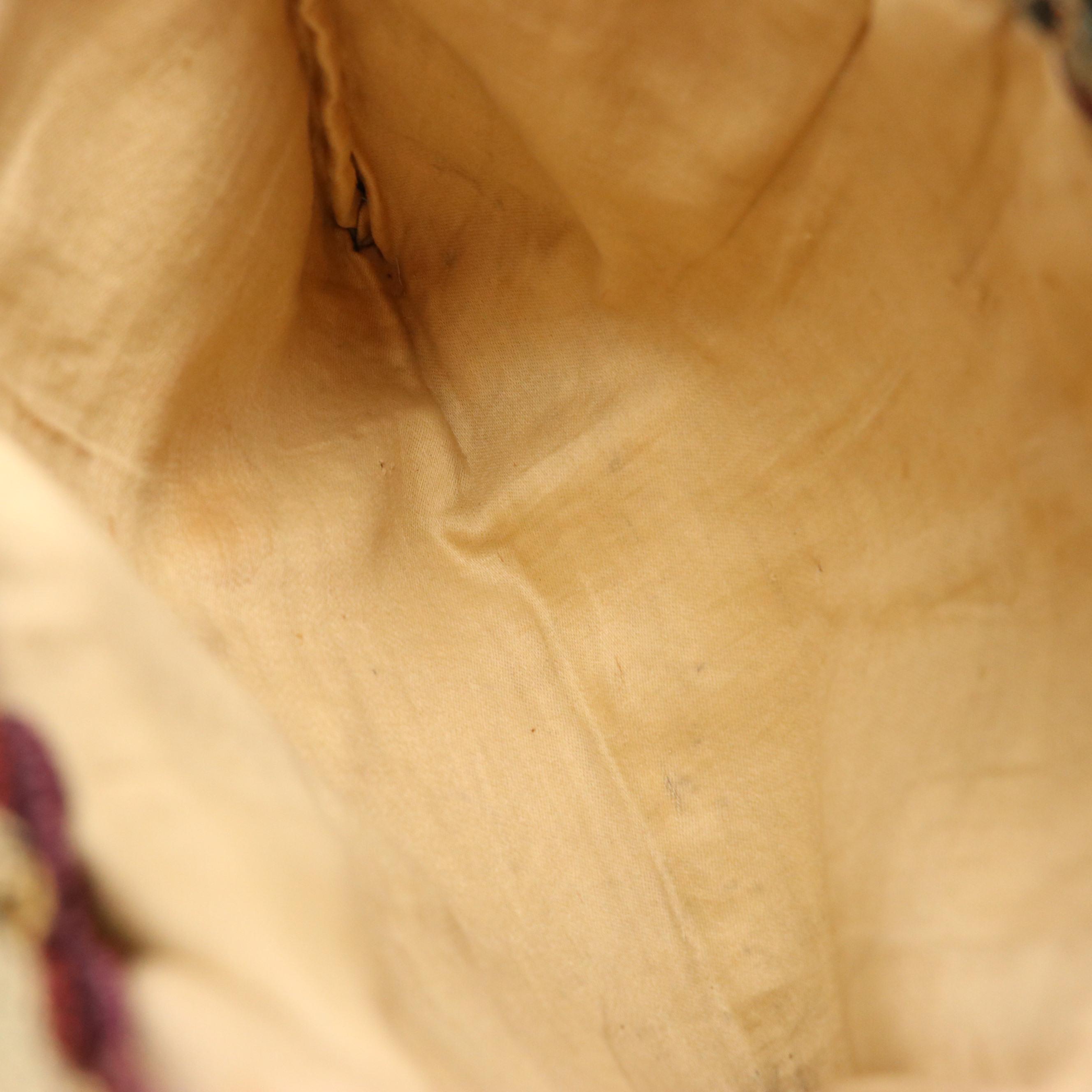 Vintage Wooden Handle Tapestry Bag