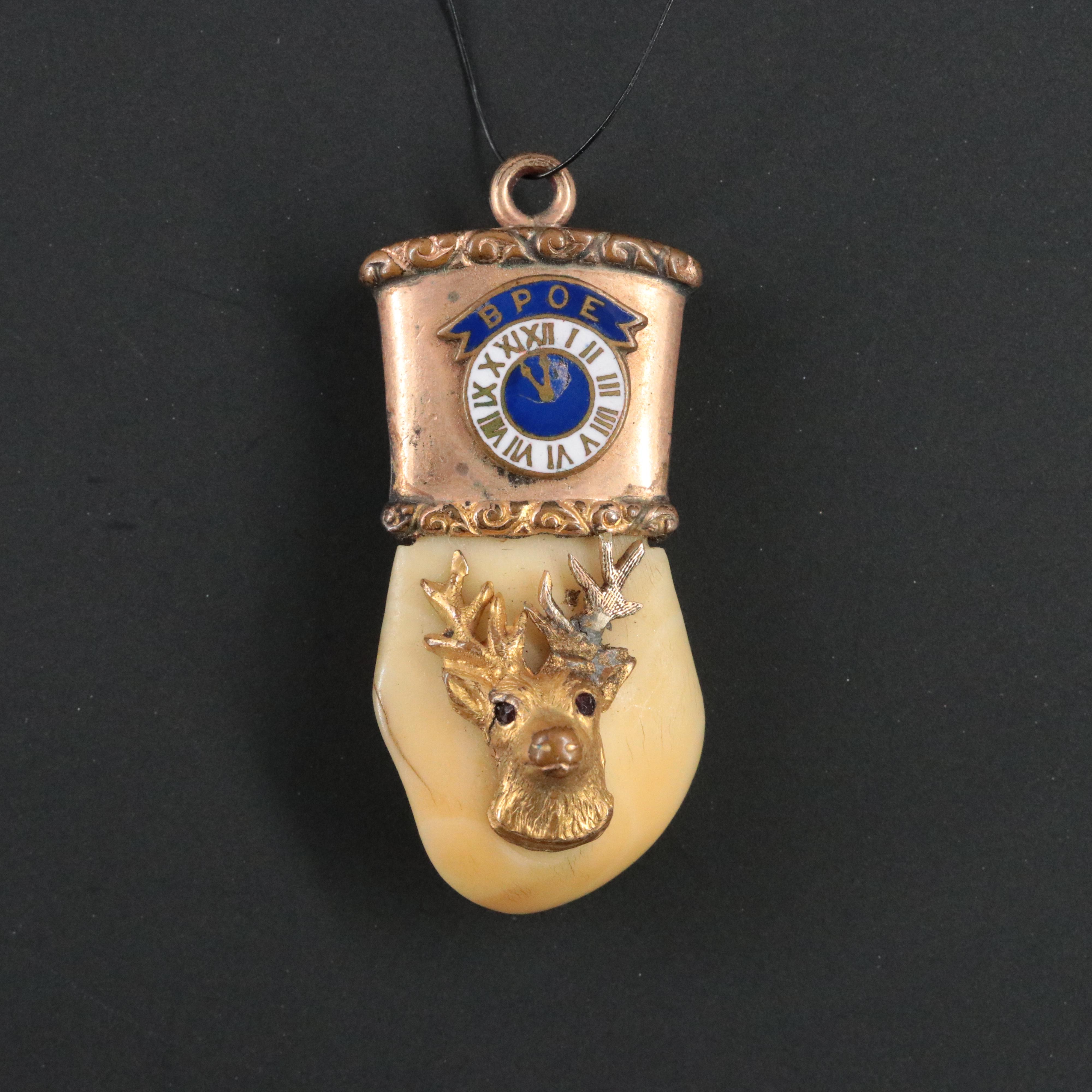 Antique Benevolent and Protective Order of Elks Elk Tooth Pendant