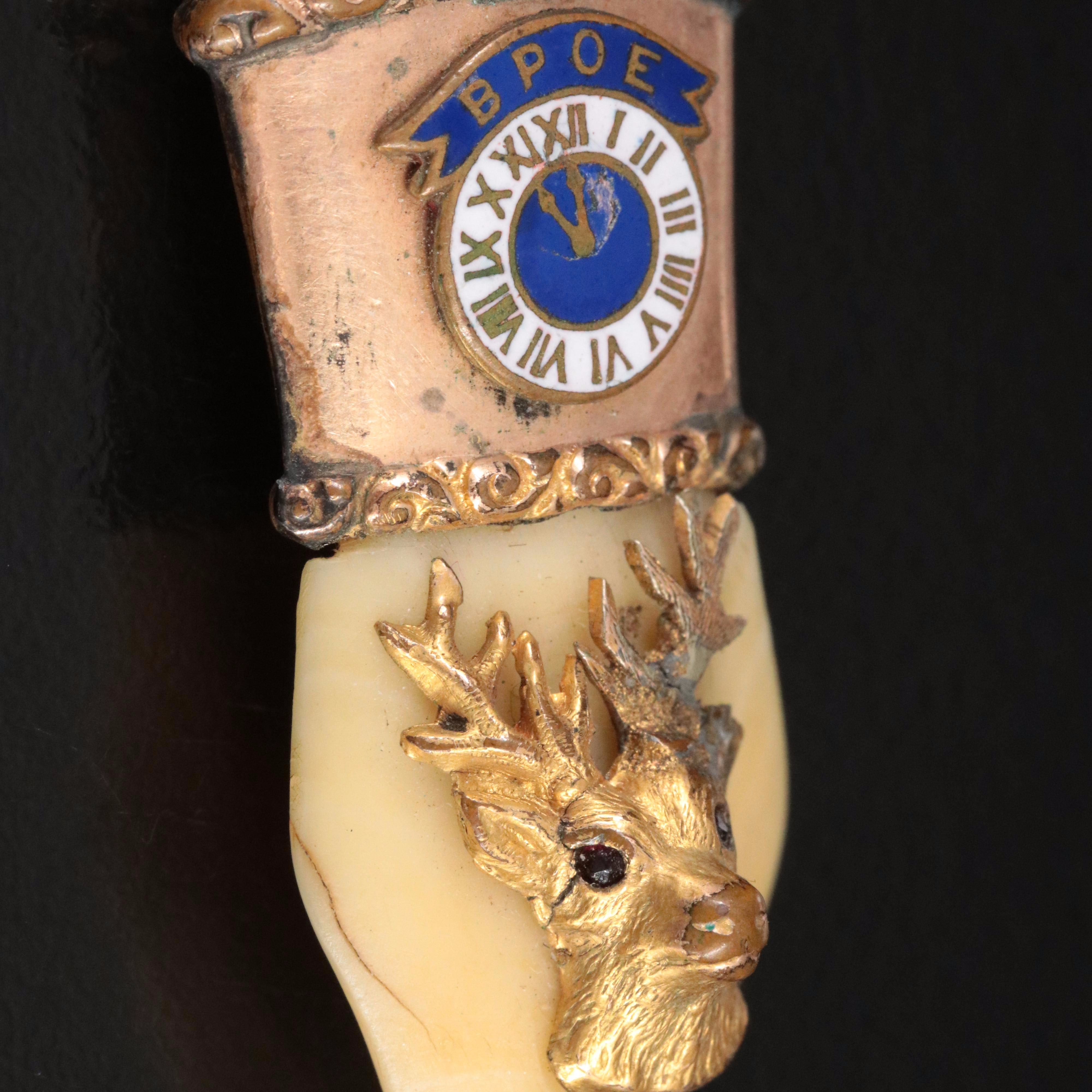 Antique Benevolent and Protective Order of Elks Elk Tooth Pendant