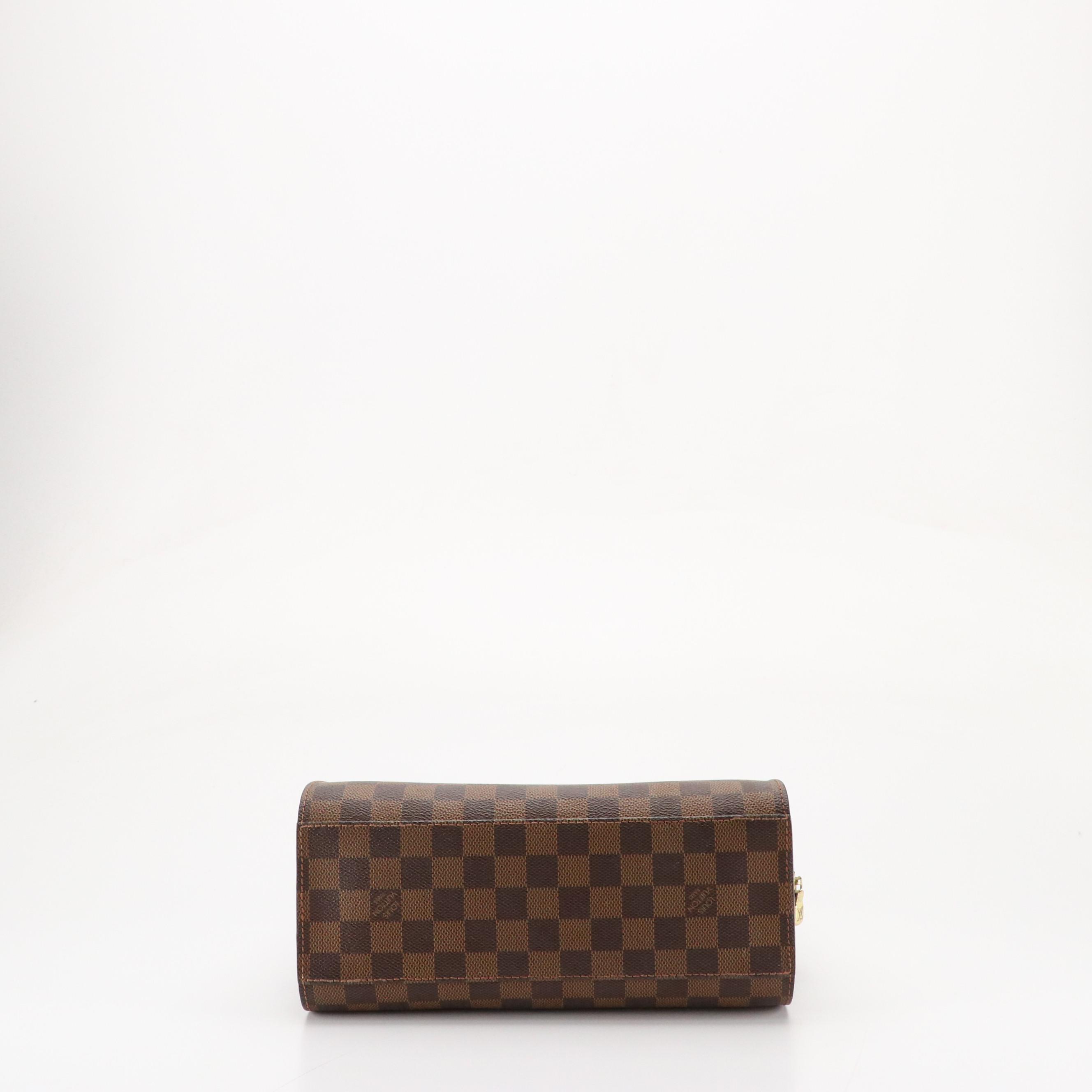 Louis Vuitton Triana Handbag in Damier Ebene Canvas with Leather Trim