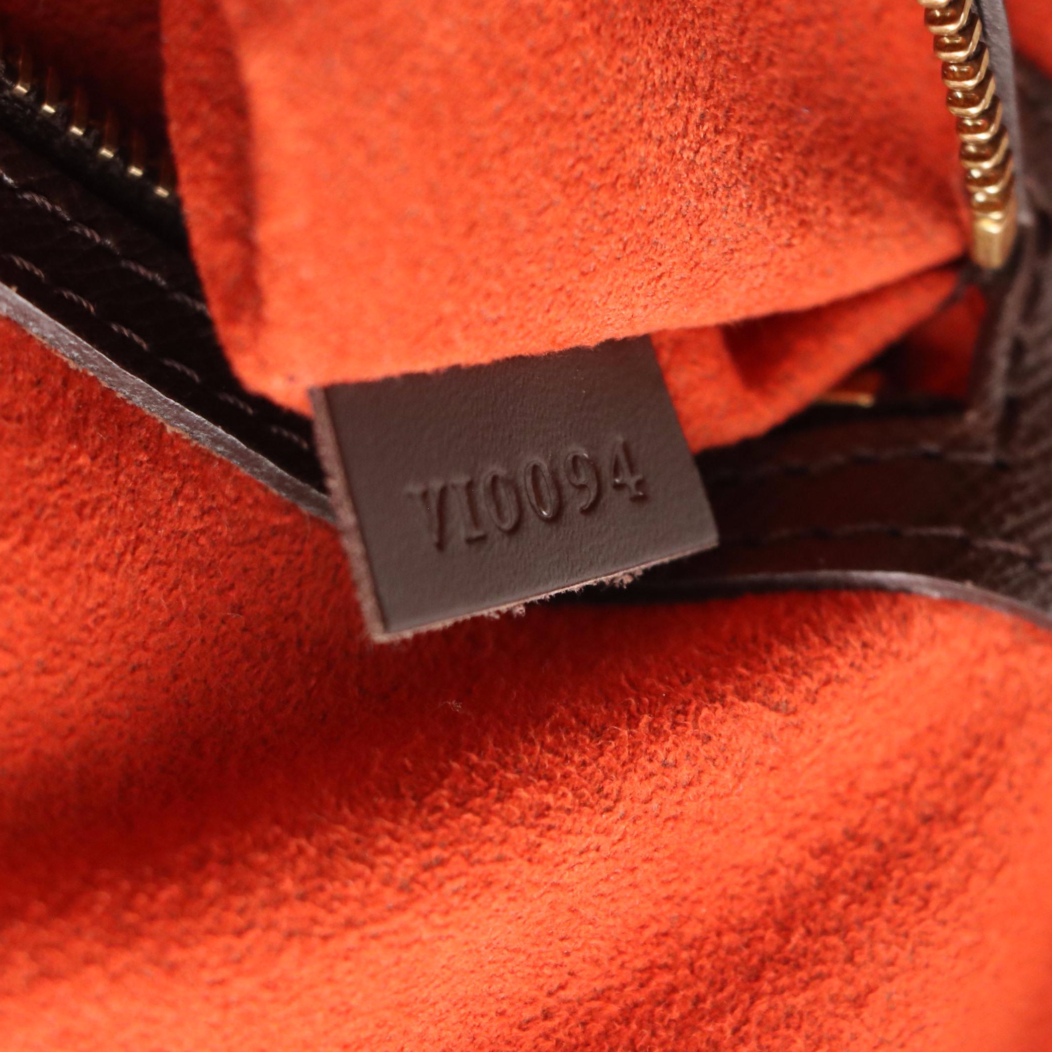 Louis Vuitton Triana Handbag in Damier Ebene Canvas with Leather Trim