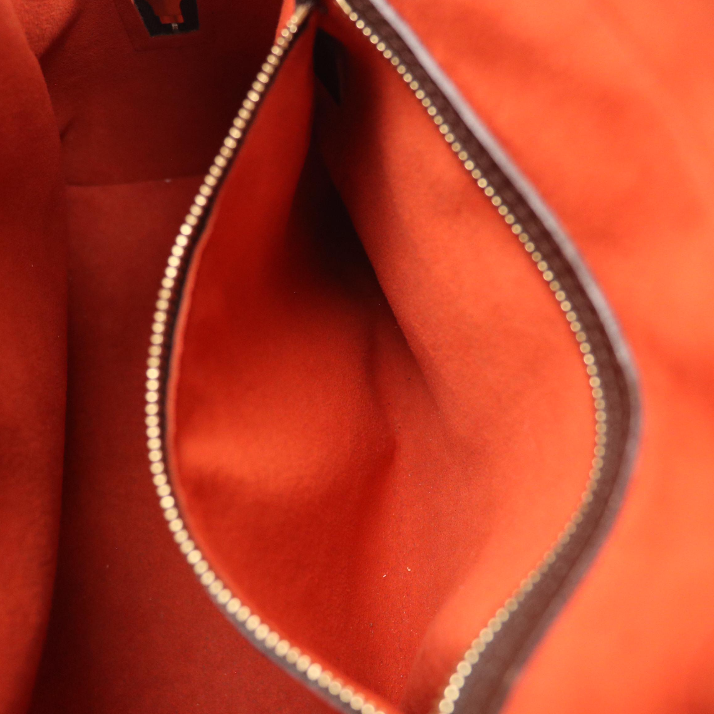 Louis Vuitton Triana Handbag in Damier Ebene Canvas with Leather Trim