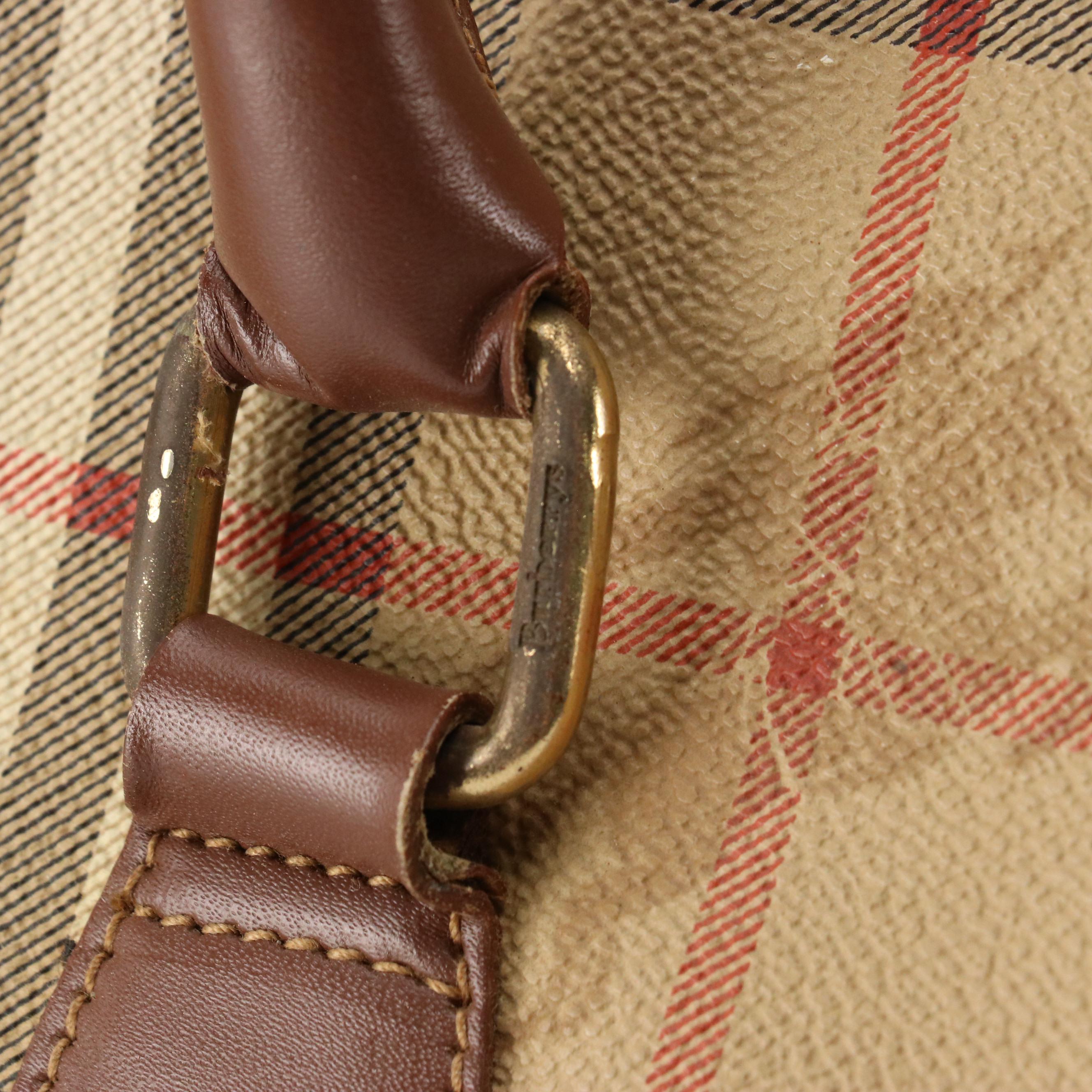 Burberrys Haymarket Check Coated Canvas and Leather Boston Bag