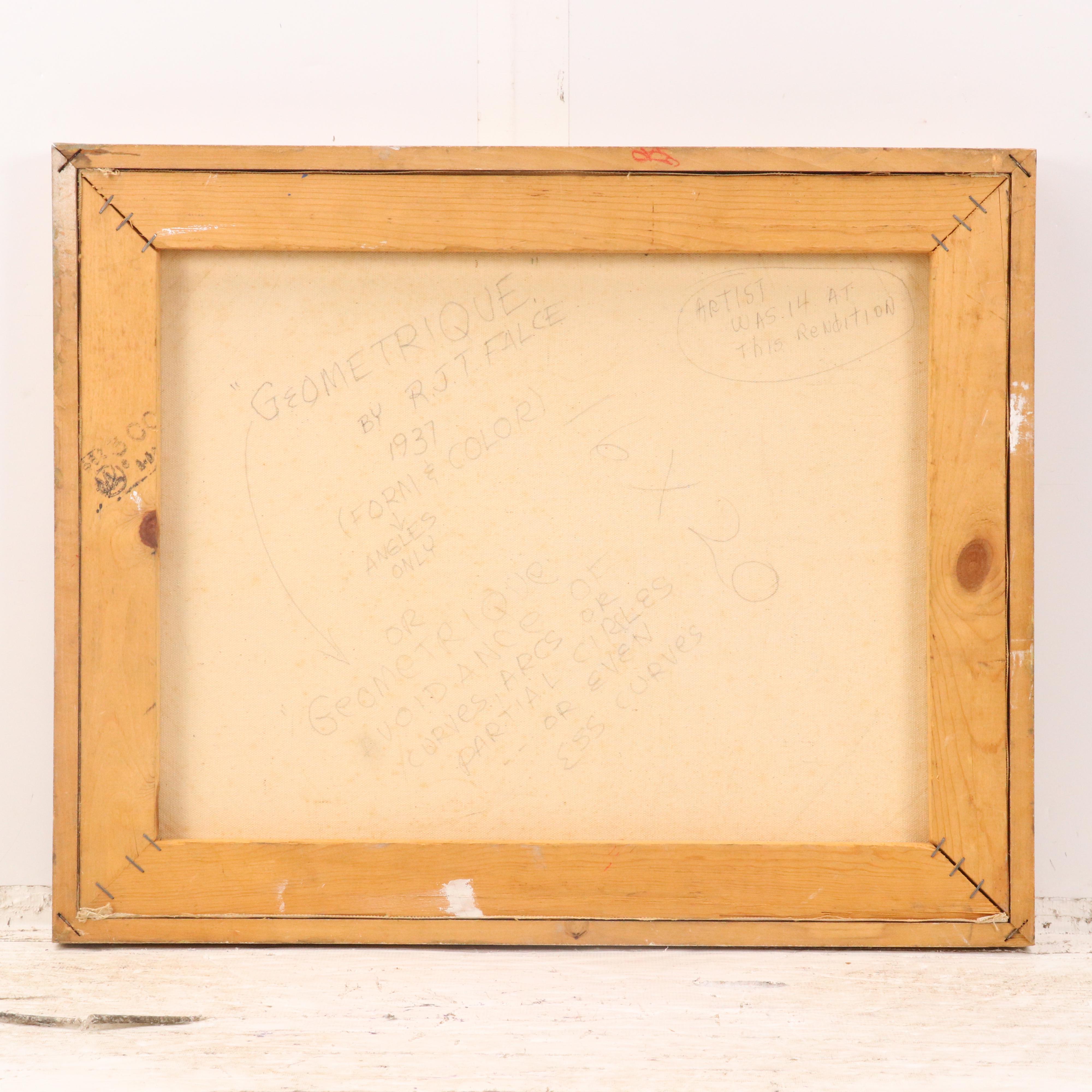 Reynolds Falce Abstract Mixed Media Painting "Geometrique," 1937