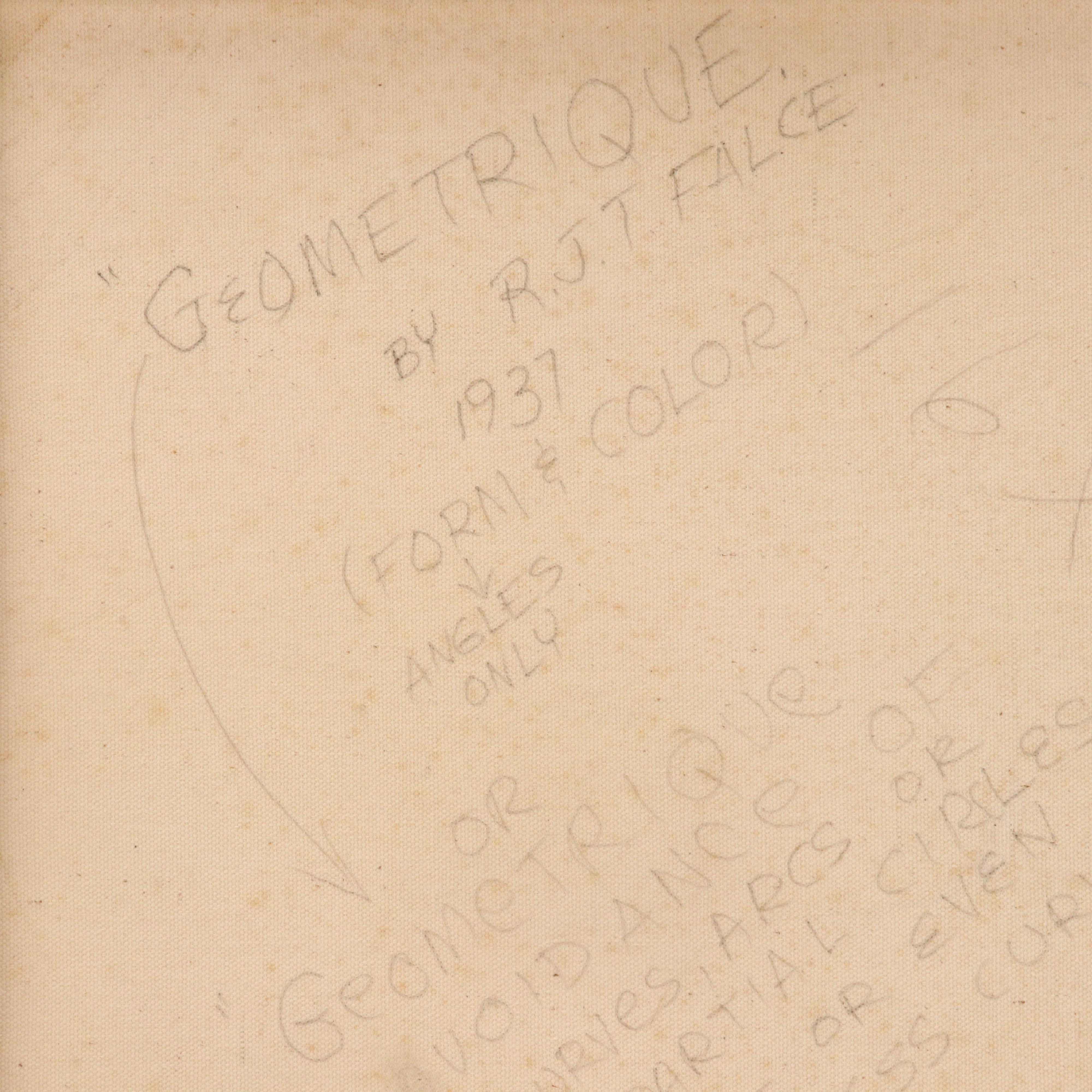 Reynolds Falce Abstract Mixed Media Painting "Geometrique," 1937