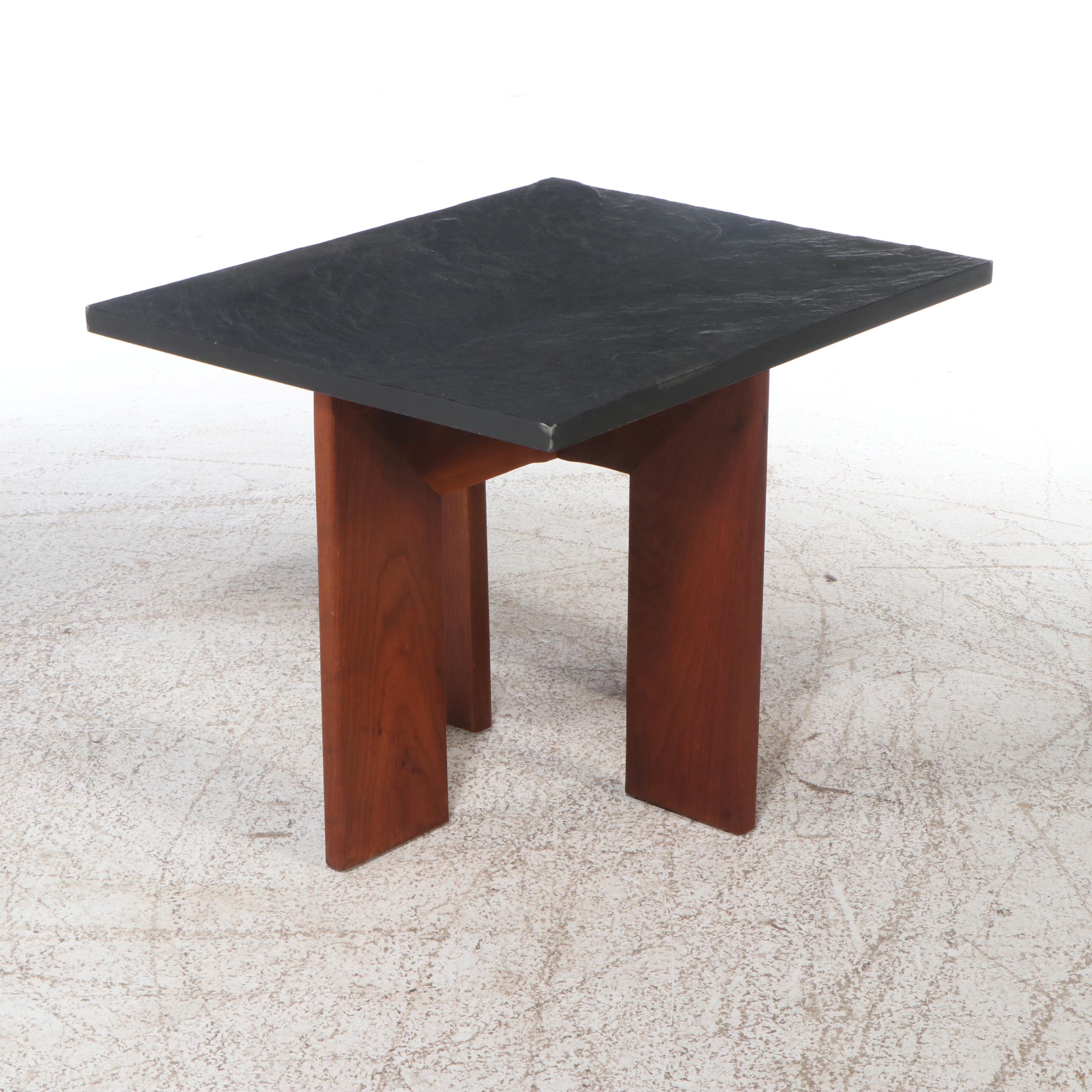 Pair of Adrian Pearsall for Craft-Associates Slate and Walnut End Tables