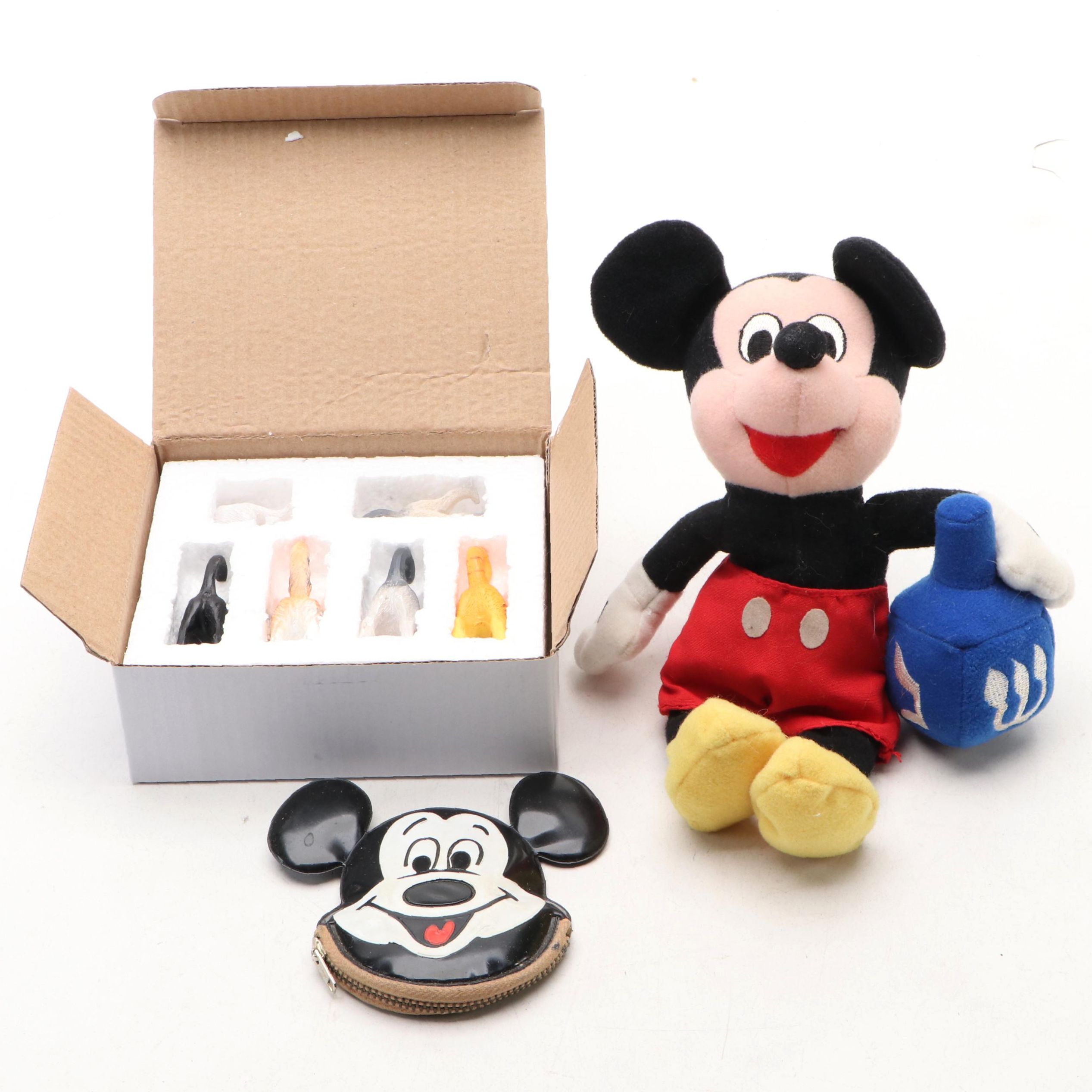 Mickey Mouse Dreidel Stuffed Toy with Coin Purse and Cat Rear Magnets