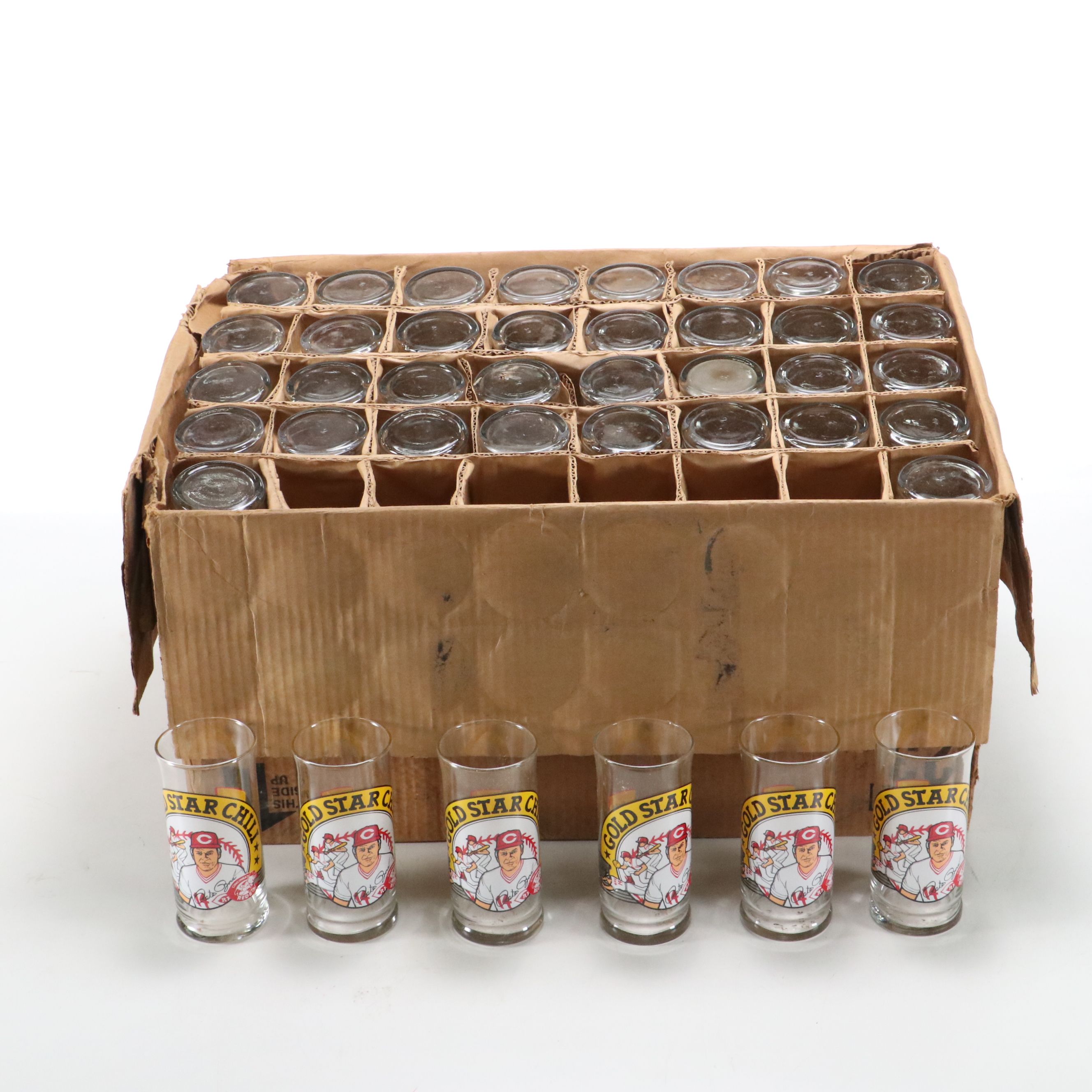 Libbey Glass Gold Star Chili Cincinnati Reds Pete Rose Commemorative Tumblers