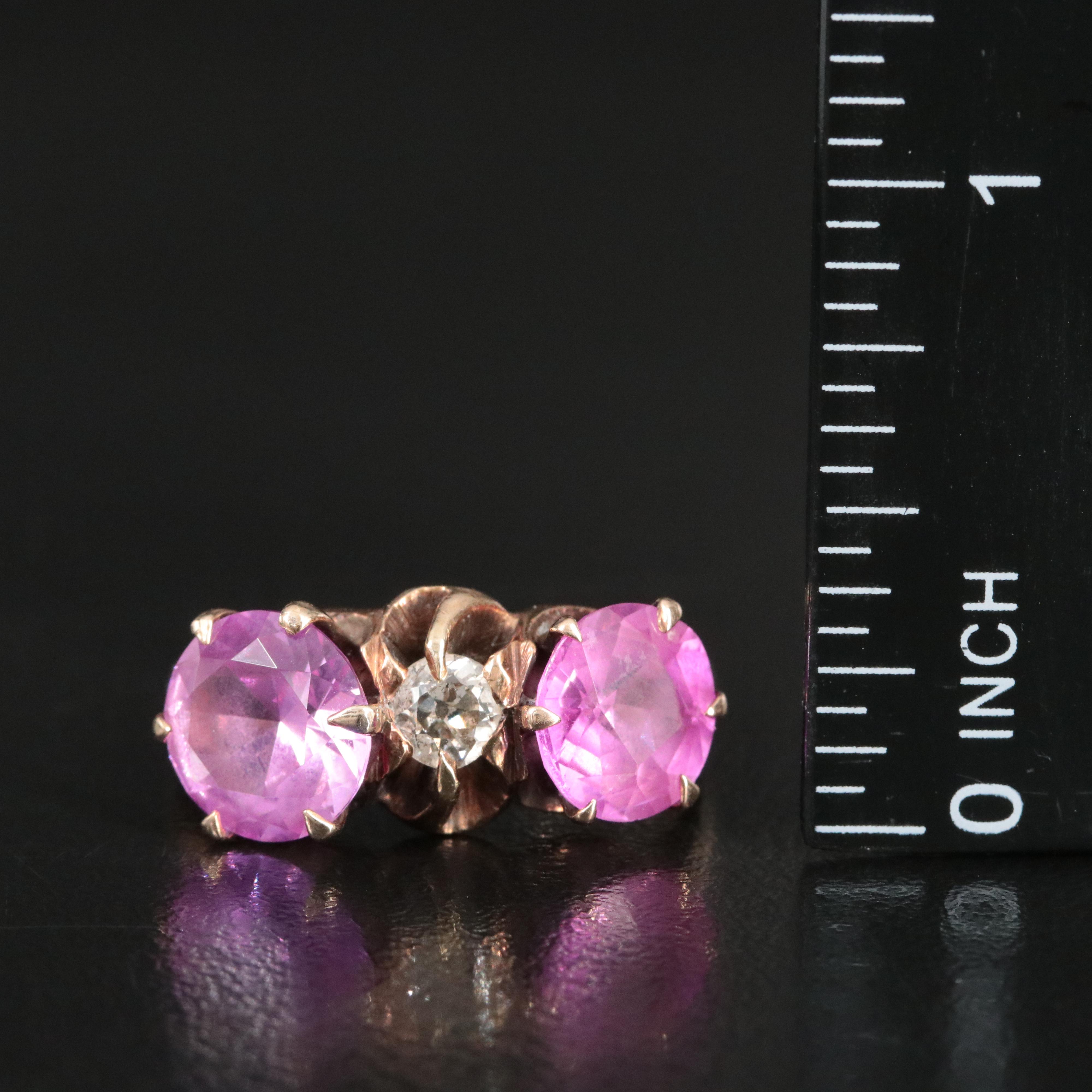 10K Pink Sapphire and Diamond Ring