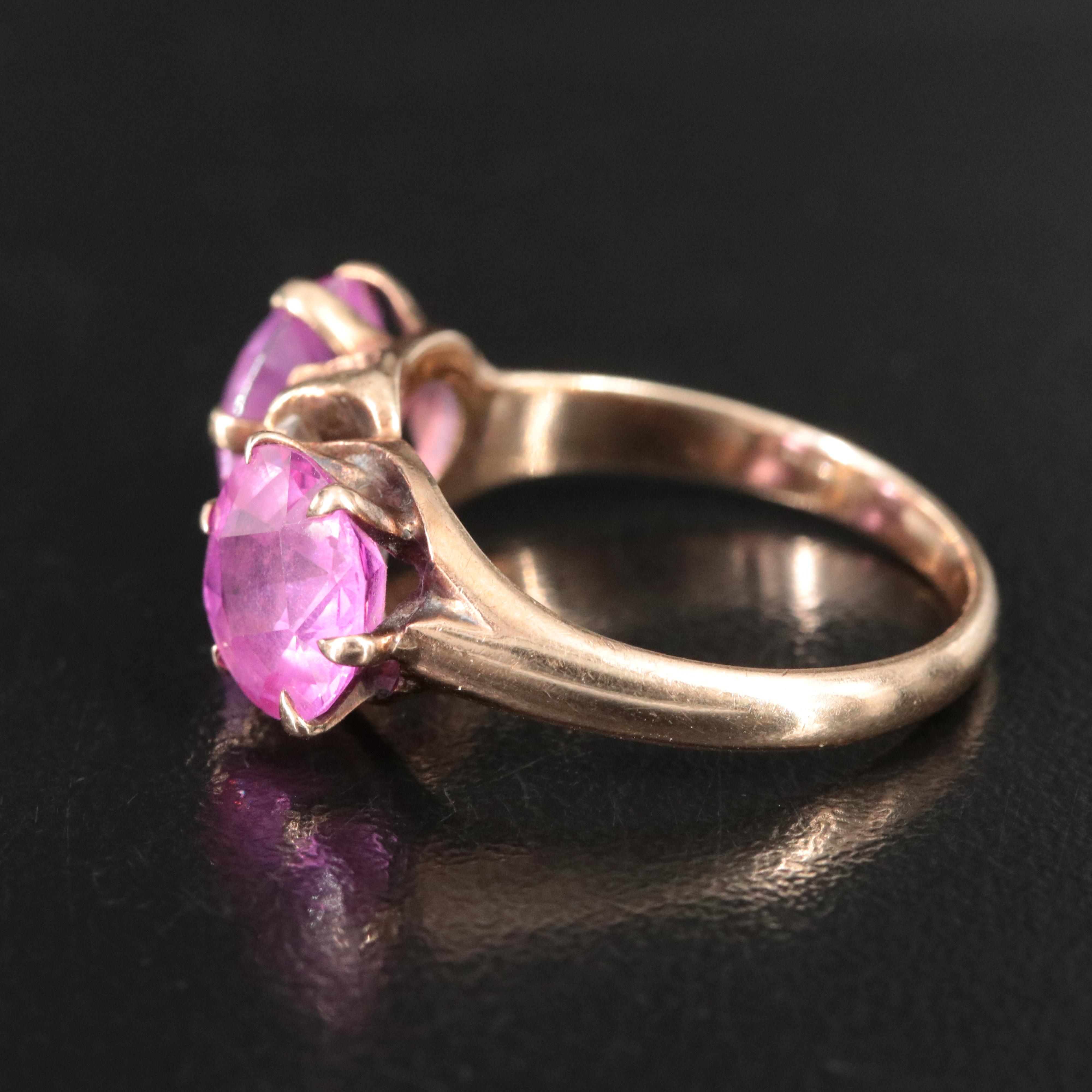 10K Pink Sapphire and Diamond Ring