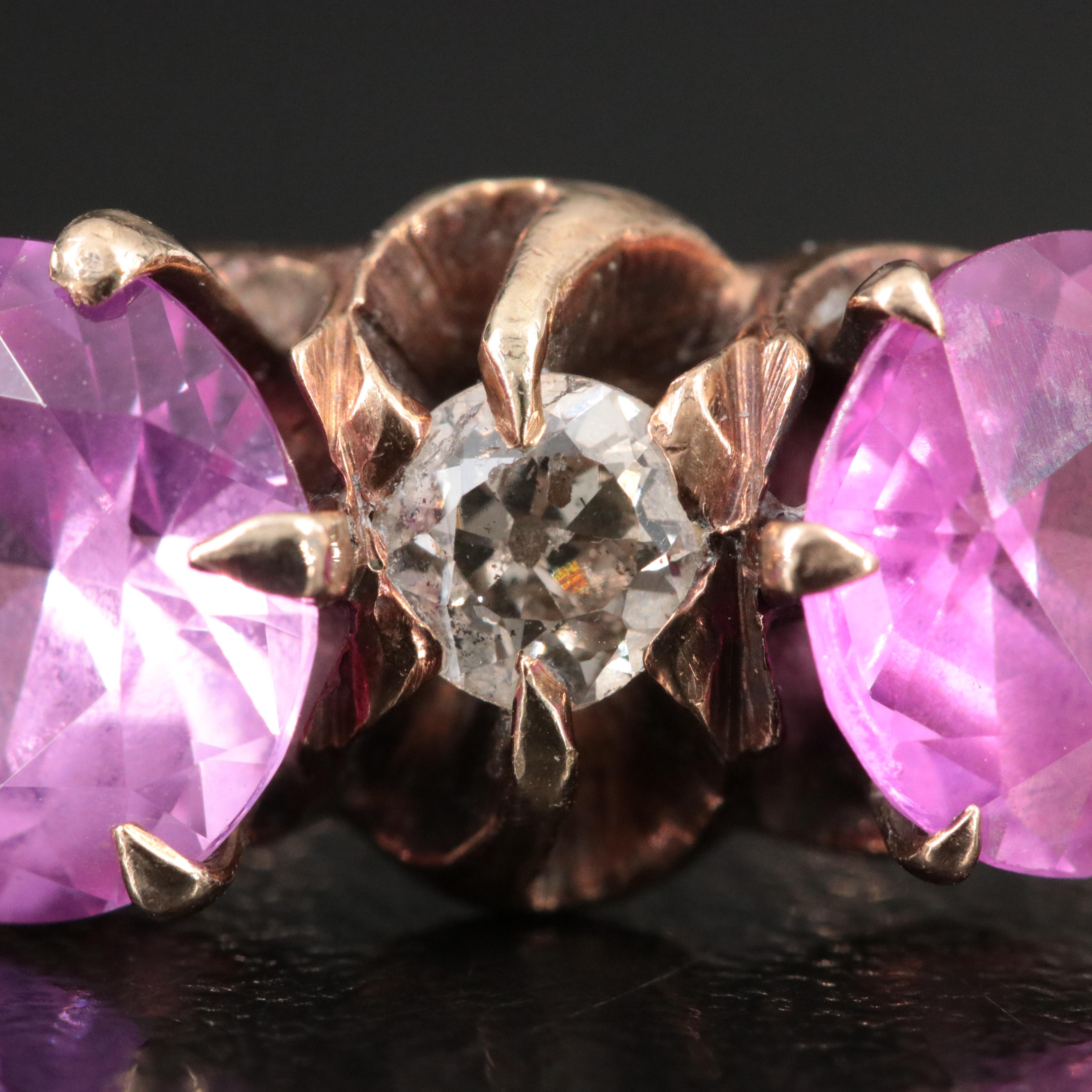 10K Pink Sapphire and Diamond Ring