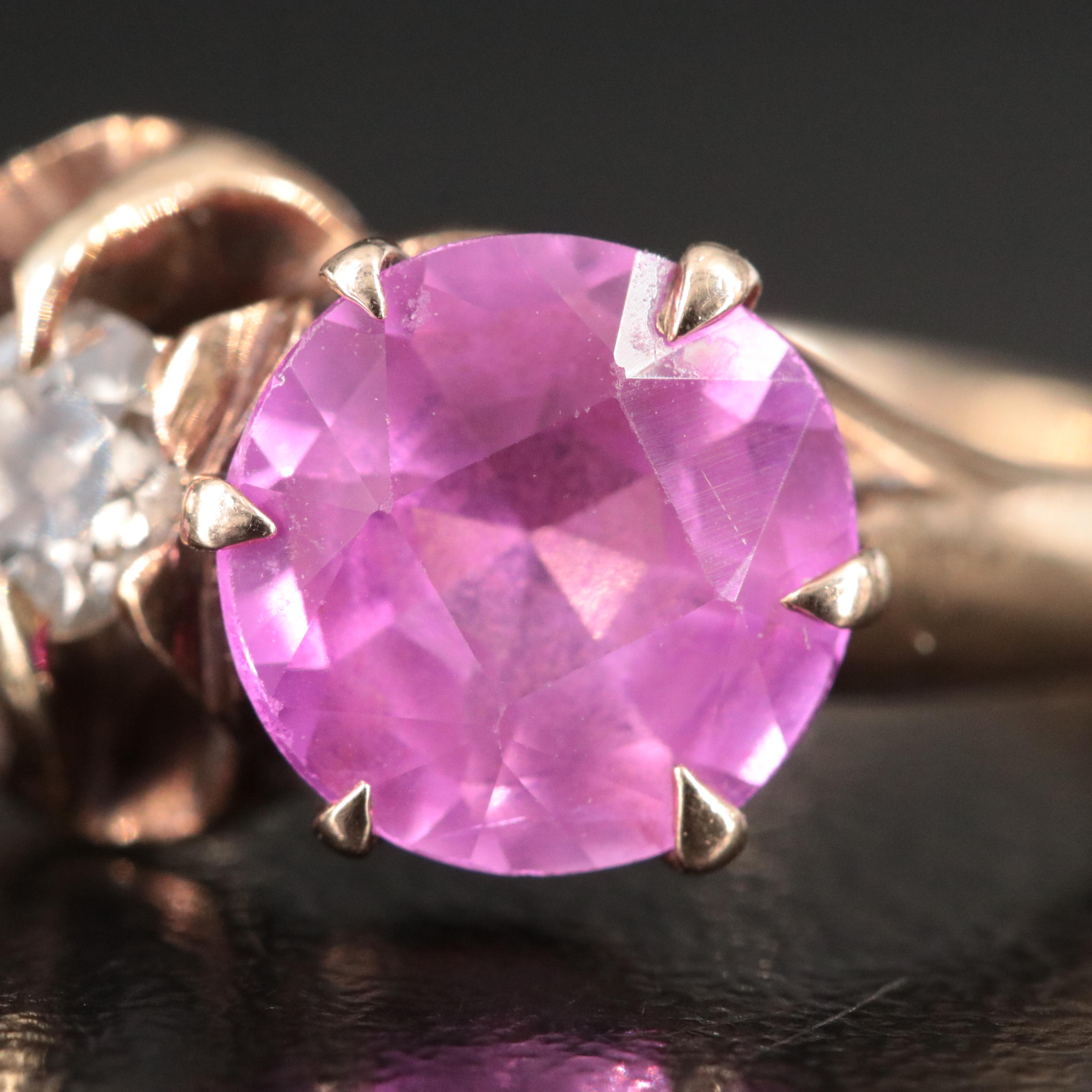 10K Pink Sapphire and Diamond Ring