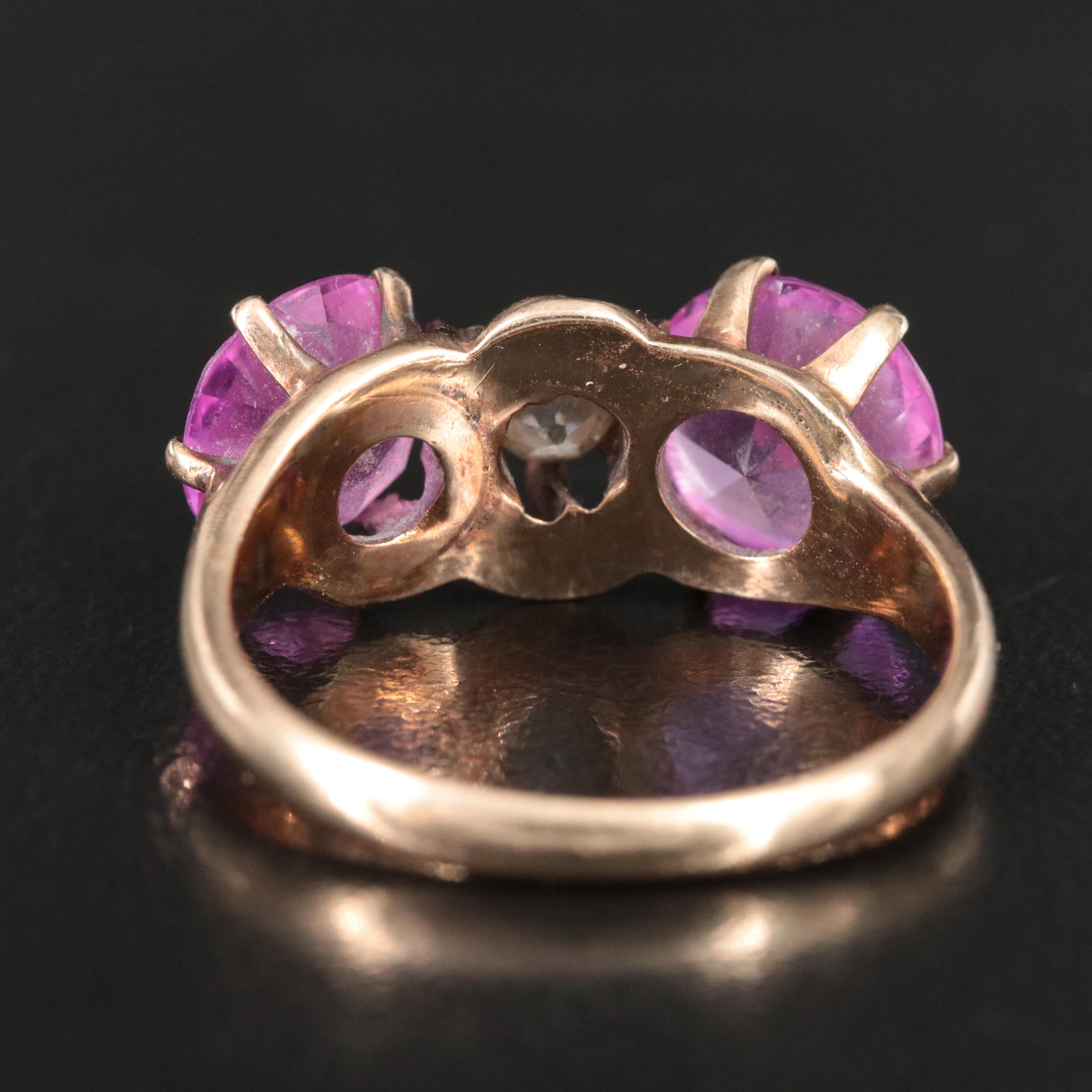 10K Pink Sapphire and Diamond Ring