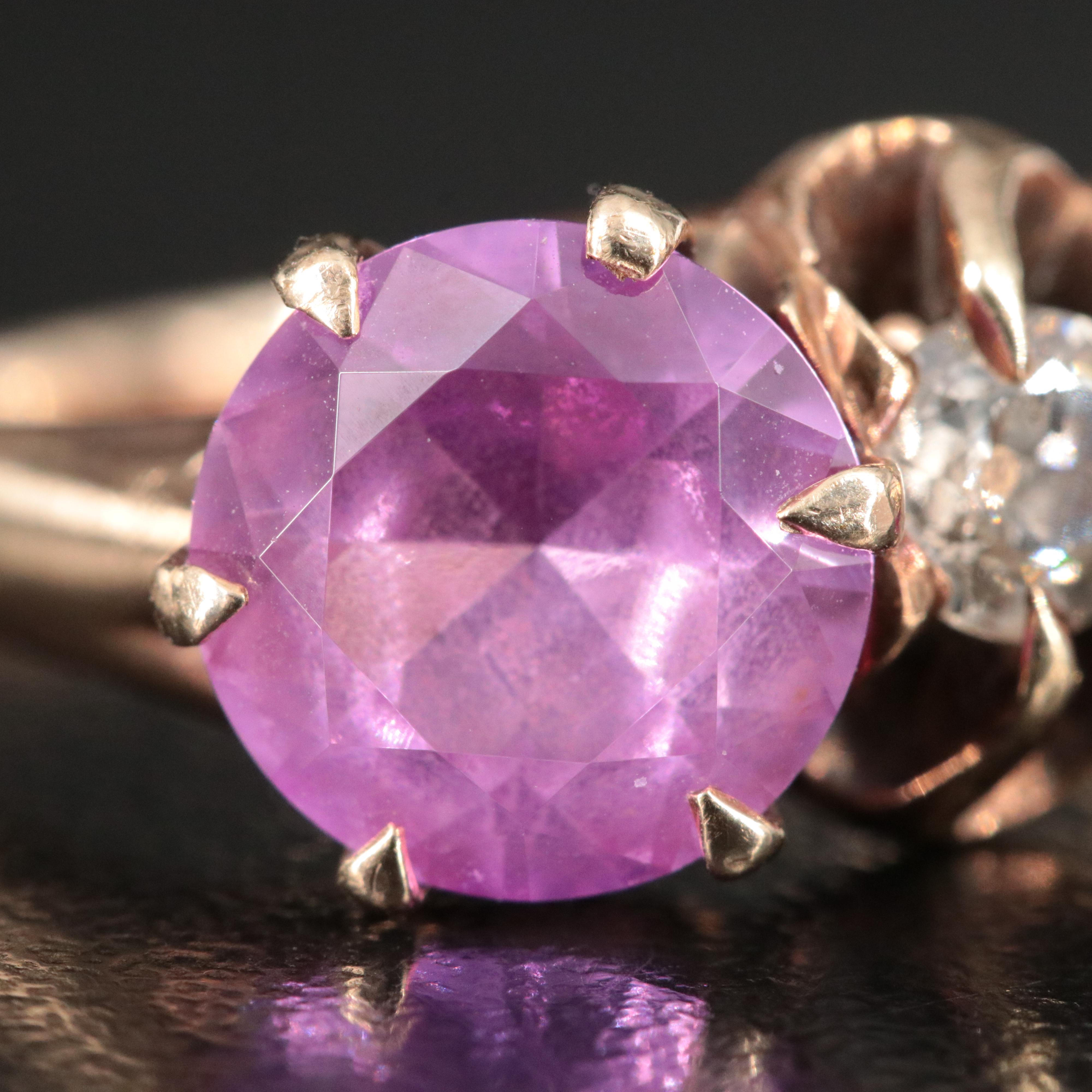 10K Pink Sapphire and Diamond Ring
