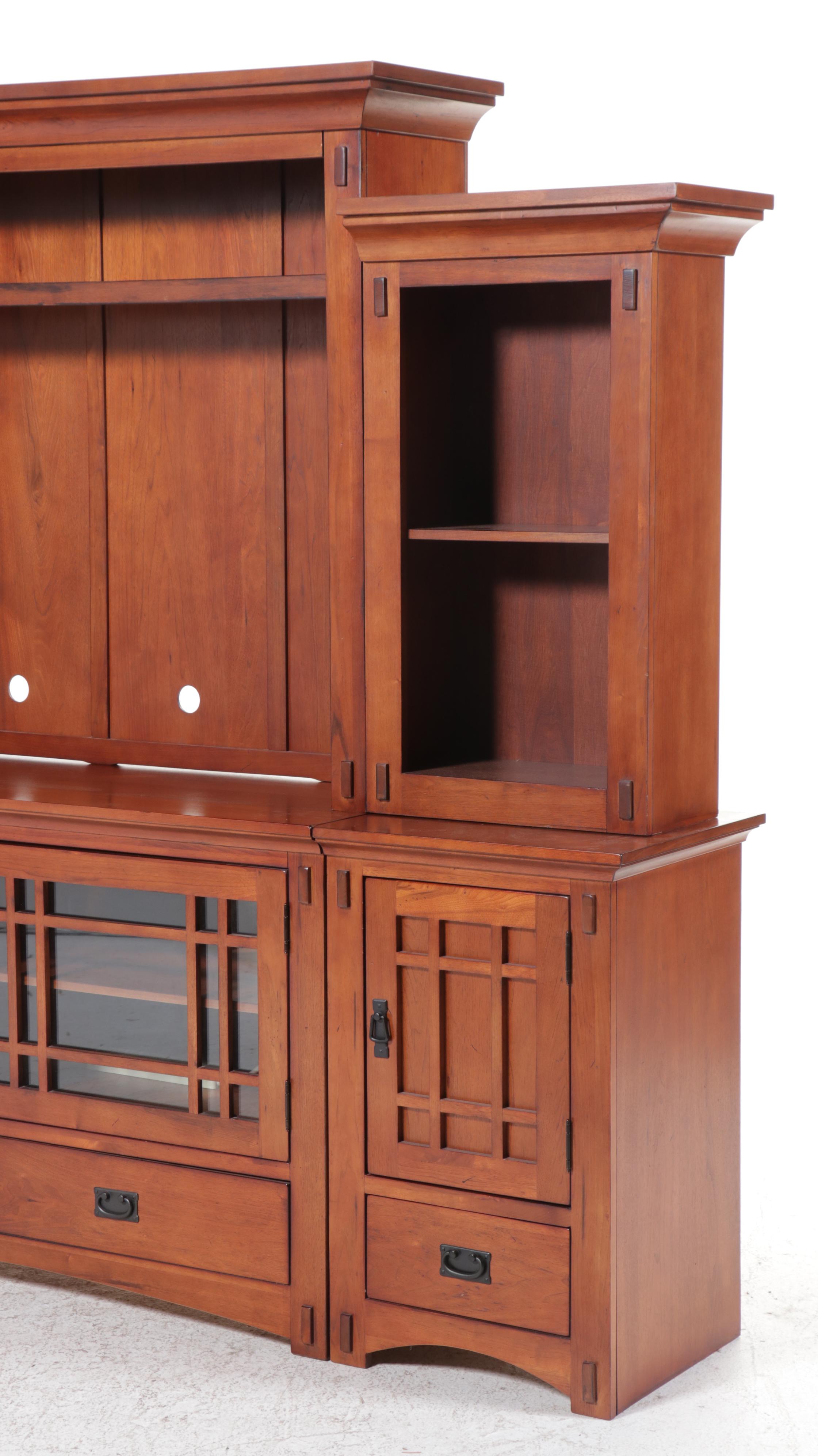OKI Craftsman Style Cherry Finish Entertainment Cabinet
