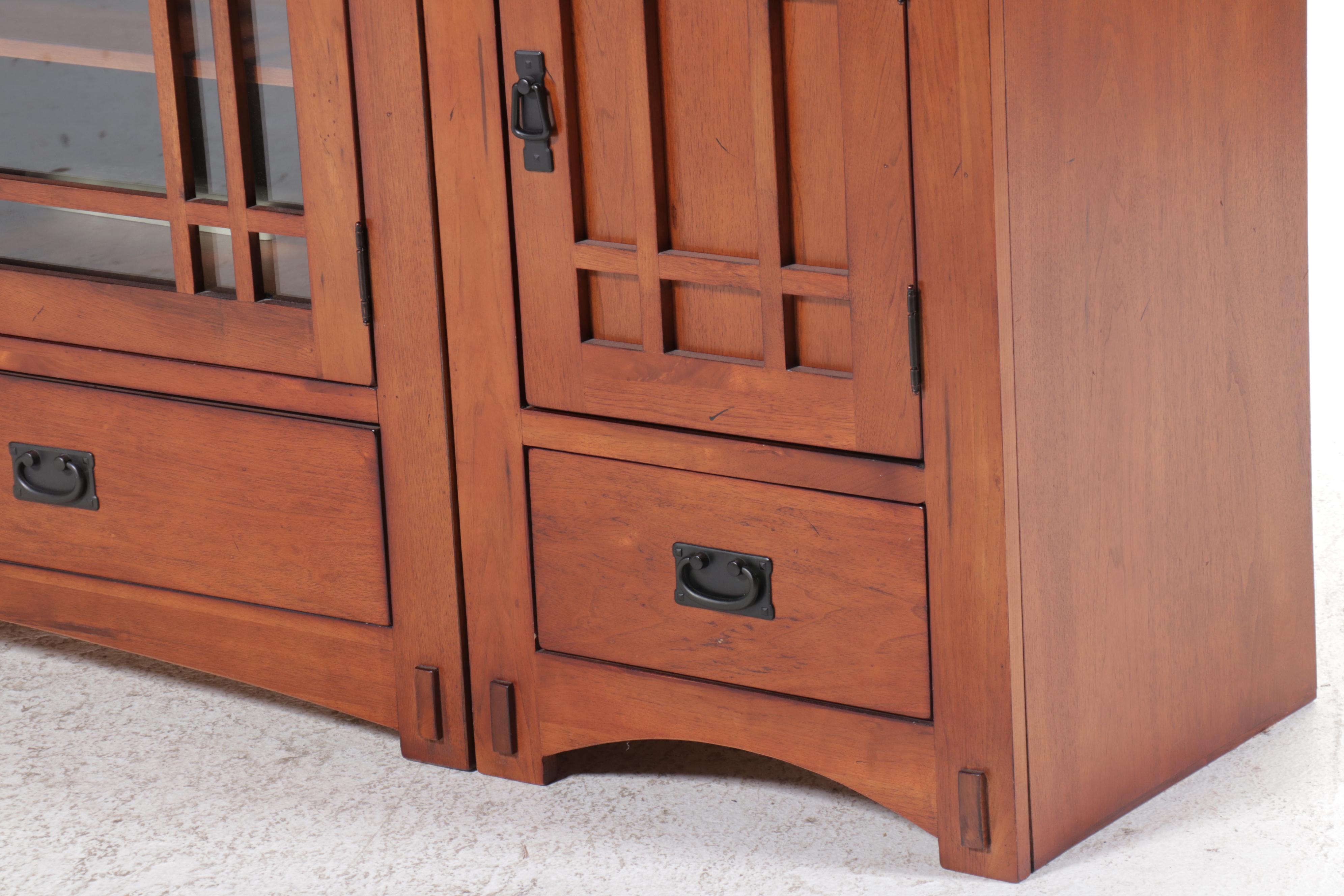 OKI Craftsman Style Cherry Finish Entertainment Cabinet