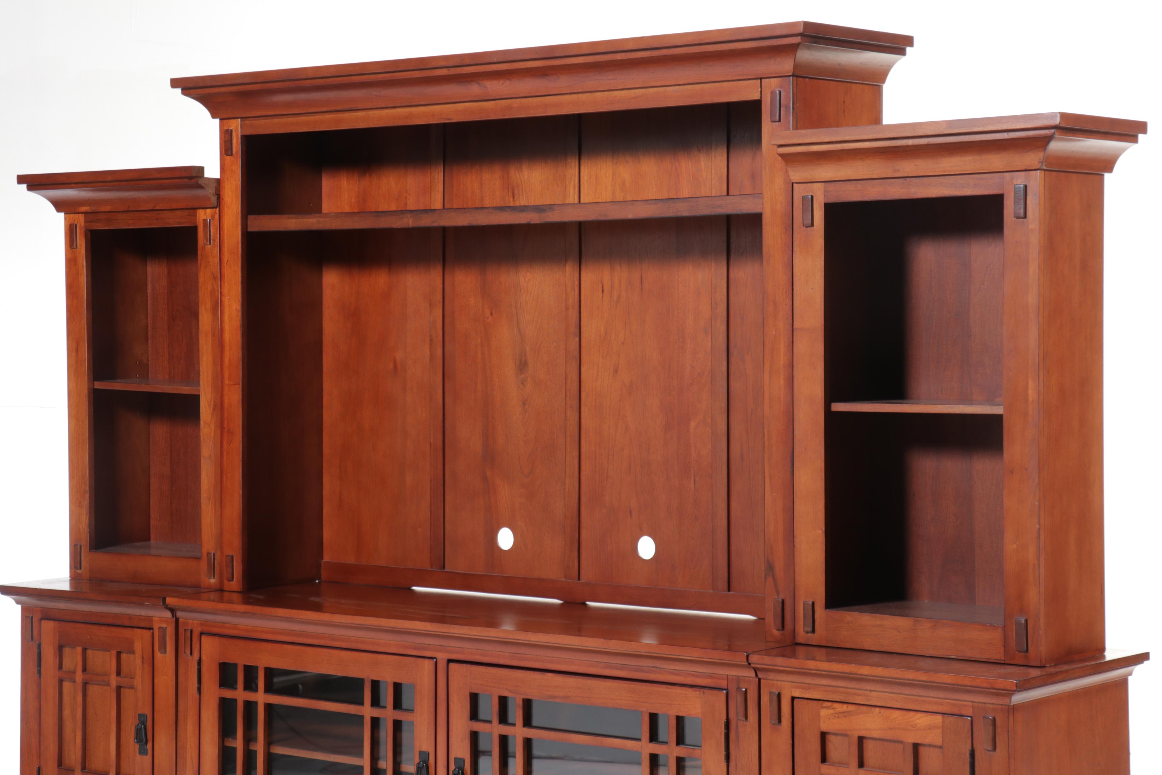 OKI Craftsman Style Cherry Finish Entertainment Cabinet