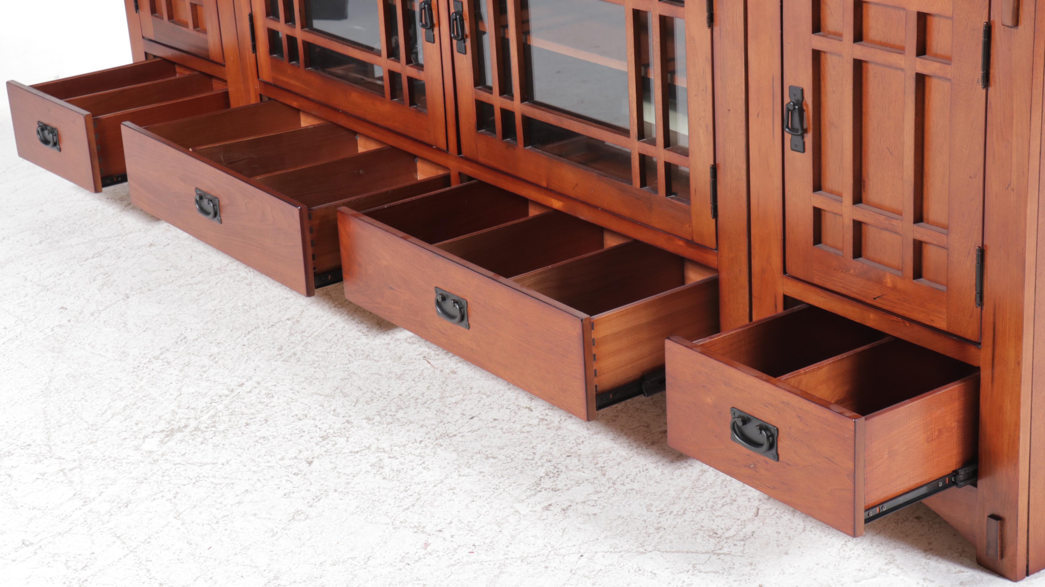 OKI Craftsman Style Cherry Finish Entertainment Cabinet