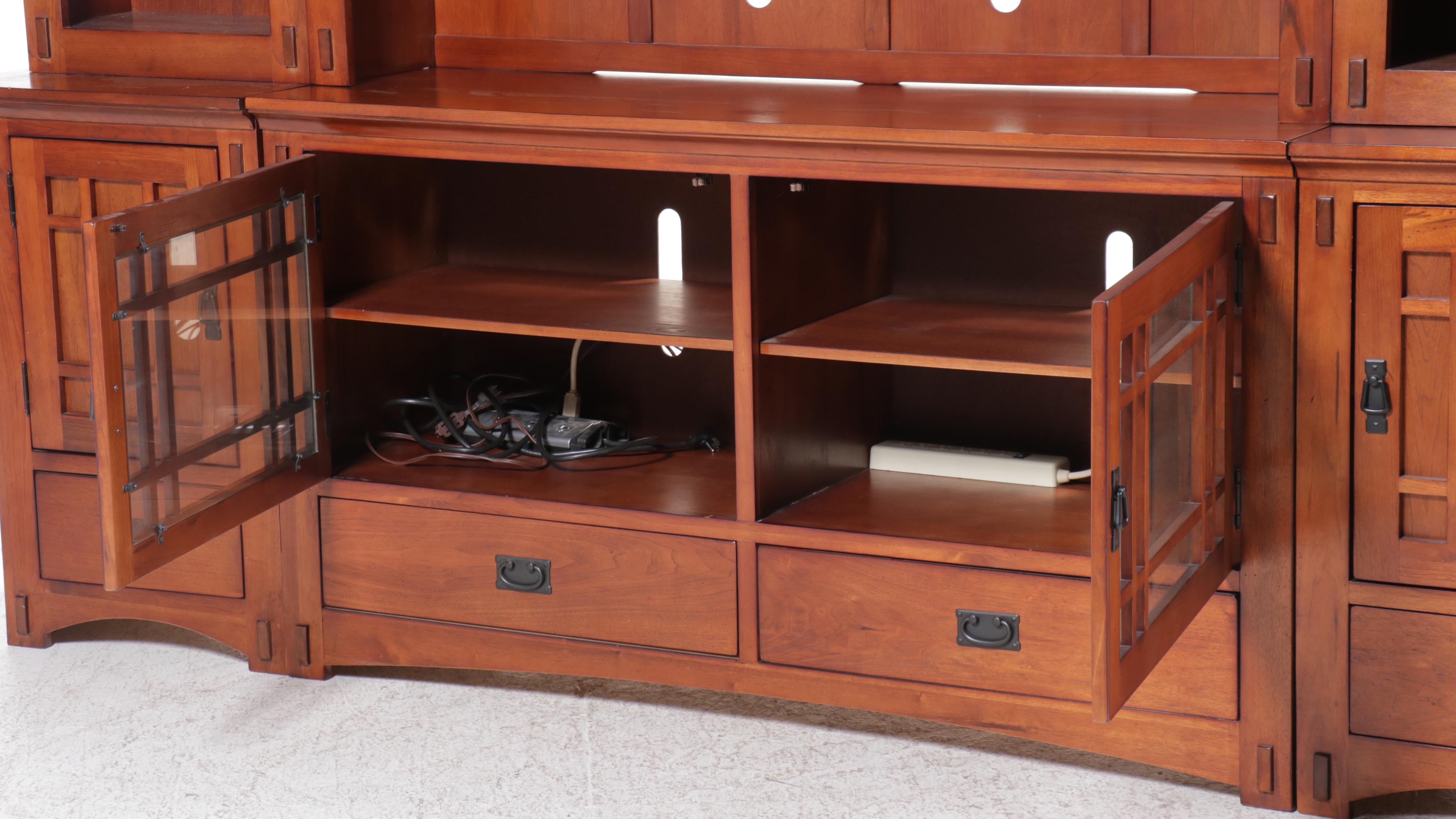 OKI Craftsman Style Cherry Finish Entertainment Cabinet