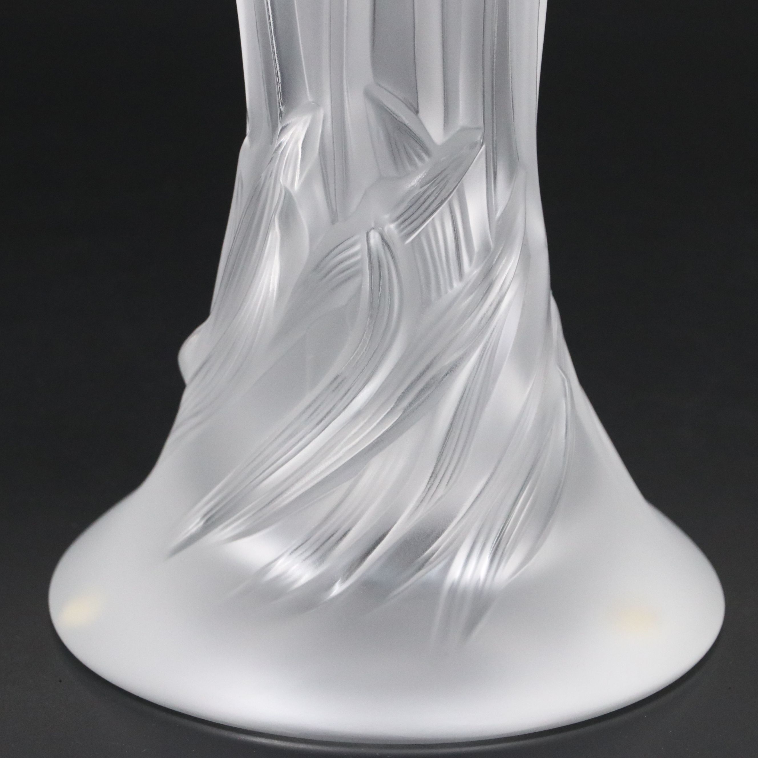 Lalique "Button Rose" Frosted Crystal Vase