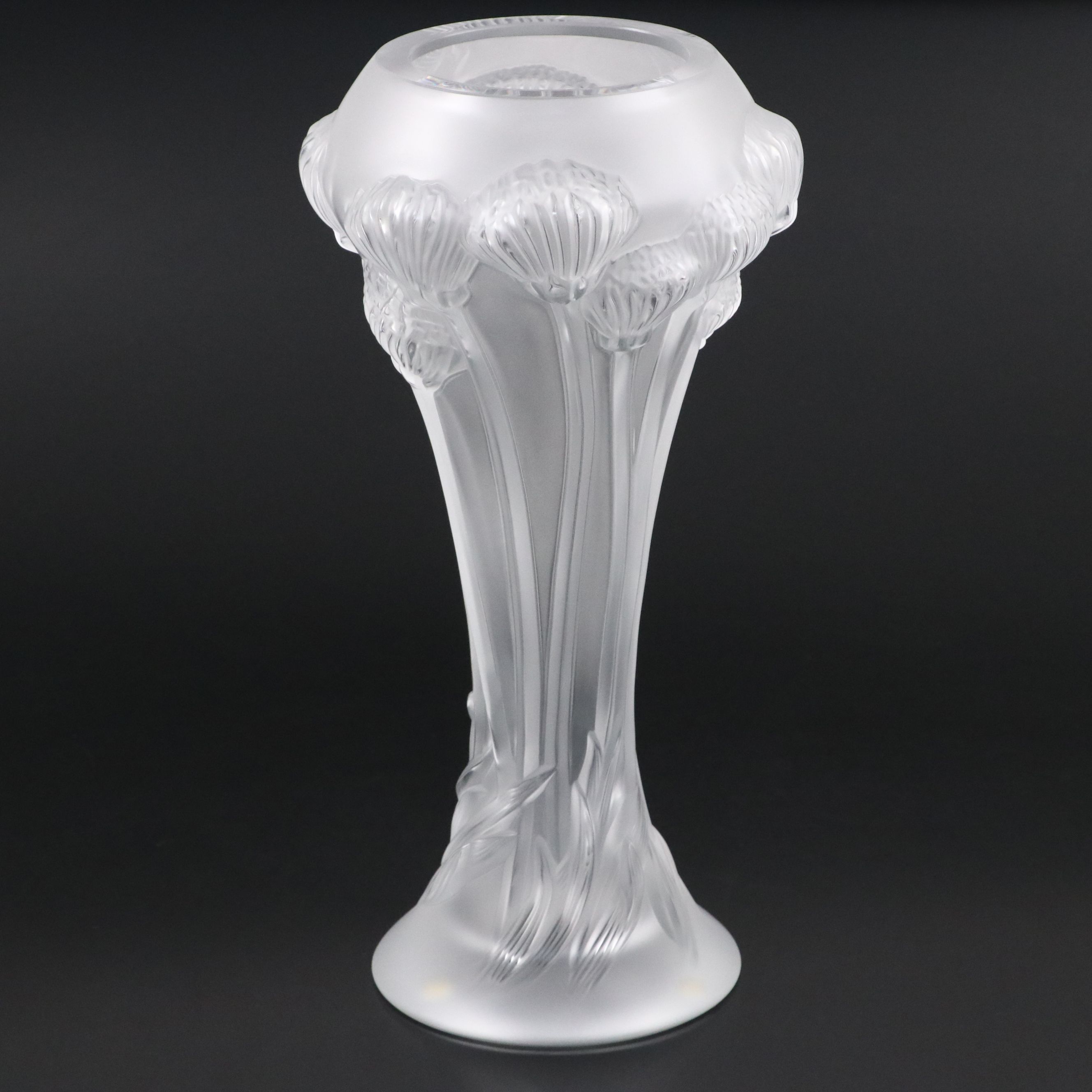 Lalique "Button Rose" Frosted Crystal Vase