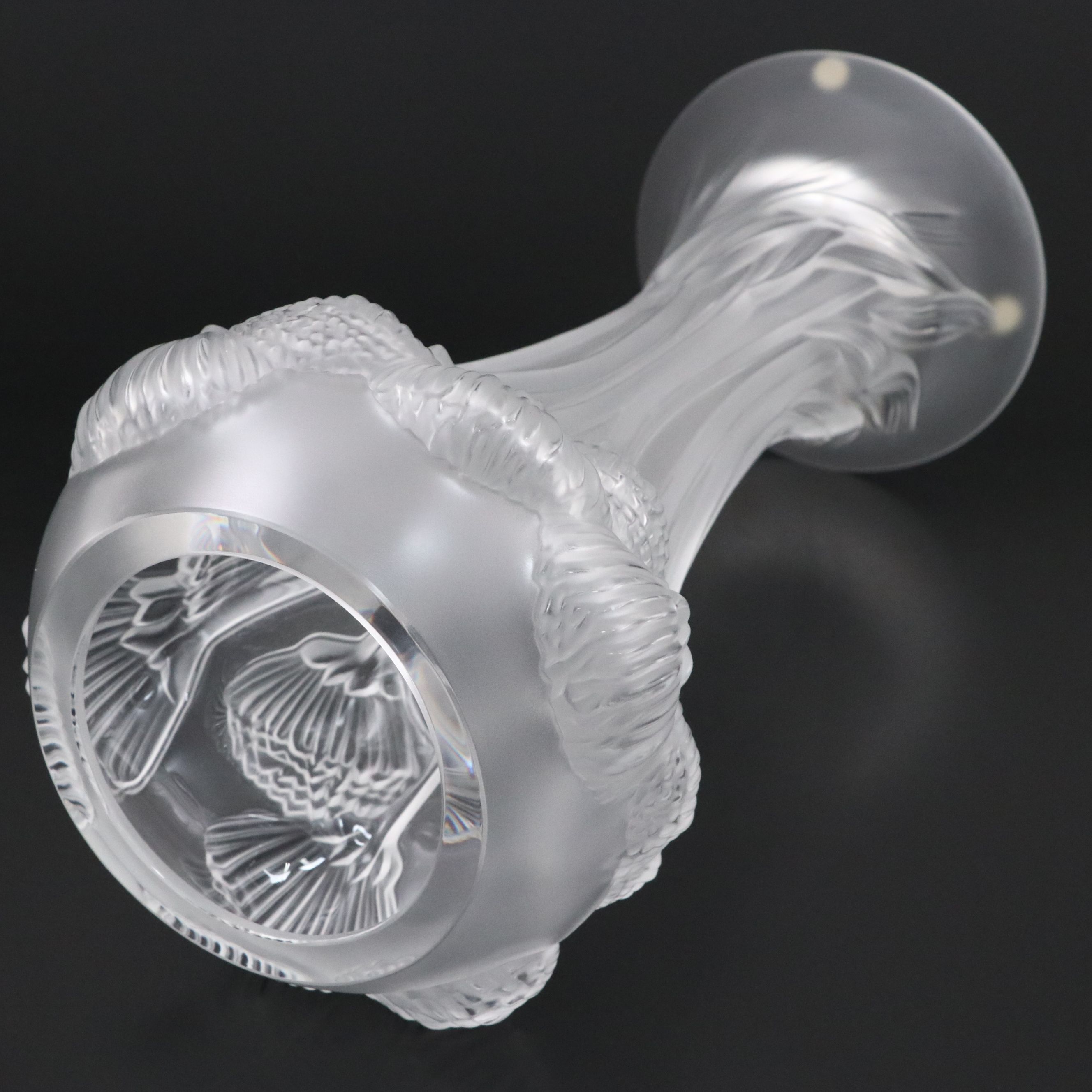 Lalique "Button Rose" Frosted Crystal Vase