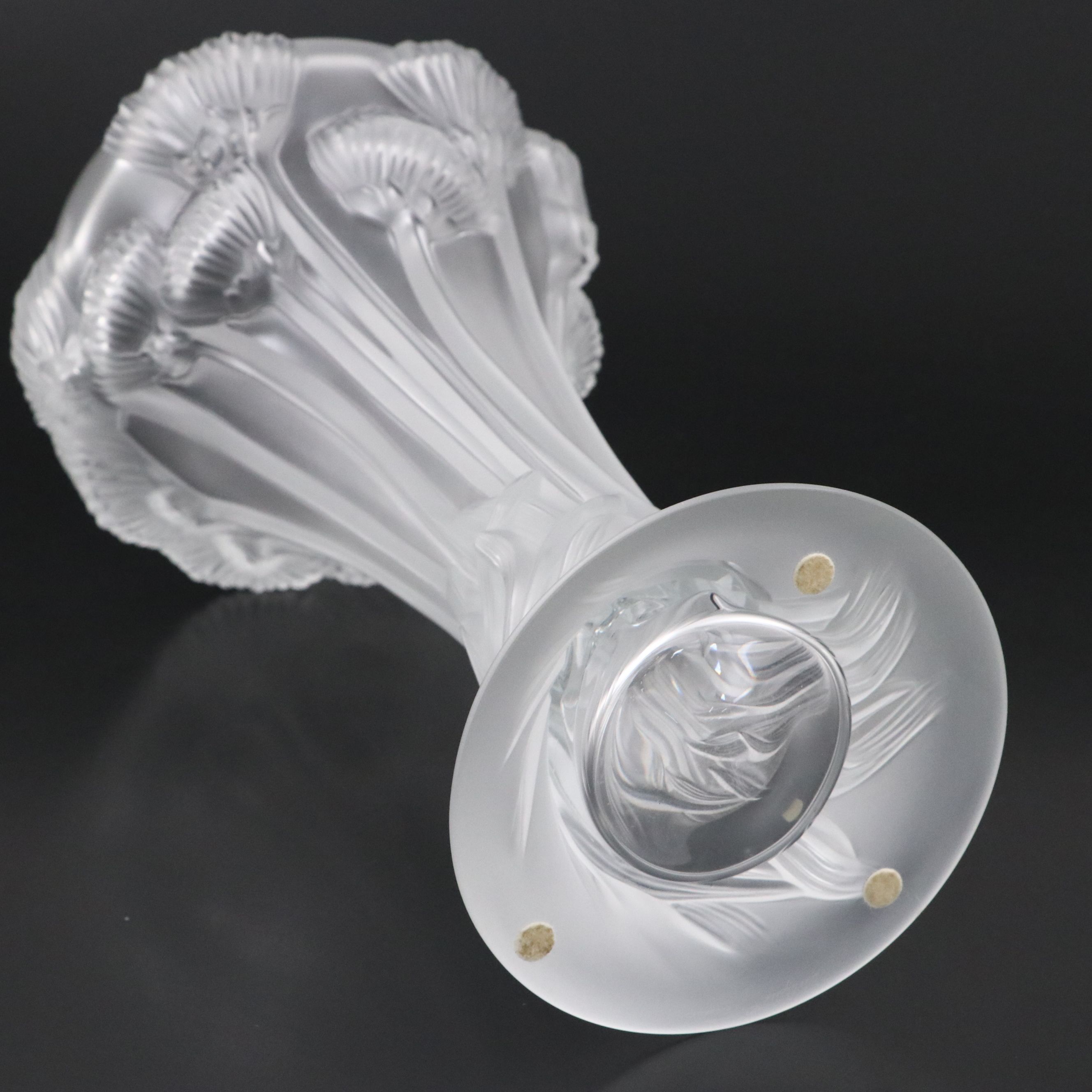 Lalique "Button Rose" Frosted Crystal Vase