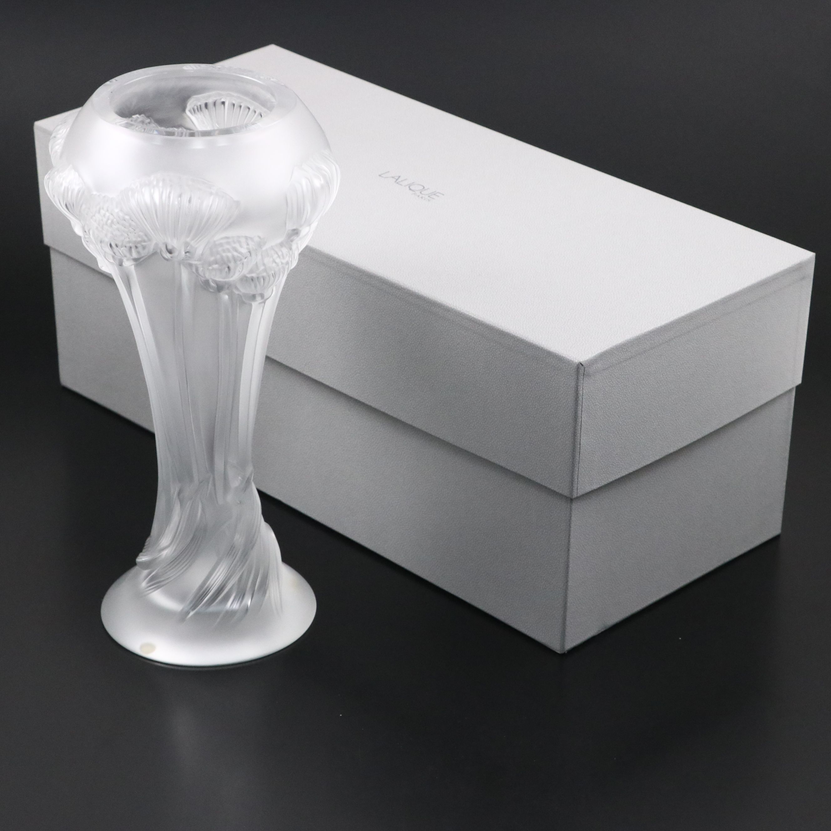 Lalique "Button Rose" Frosted Crystal Vase