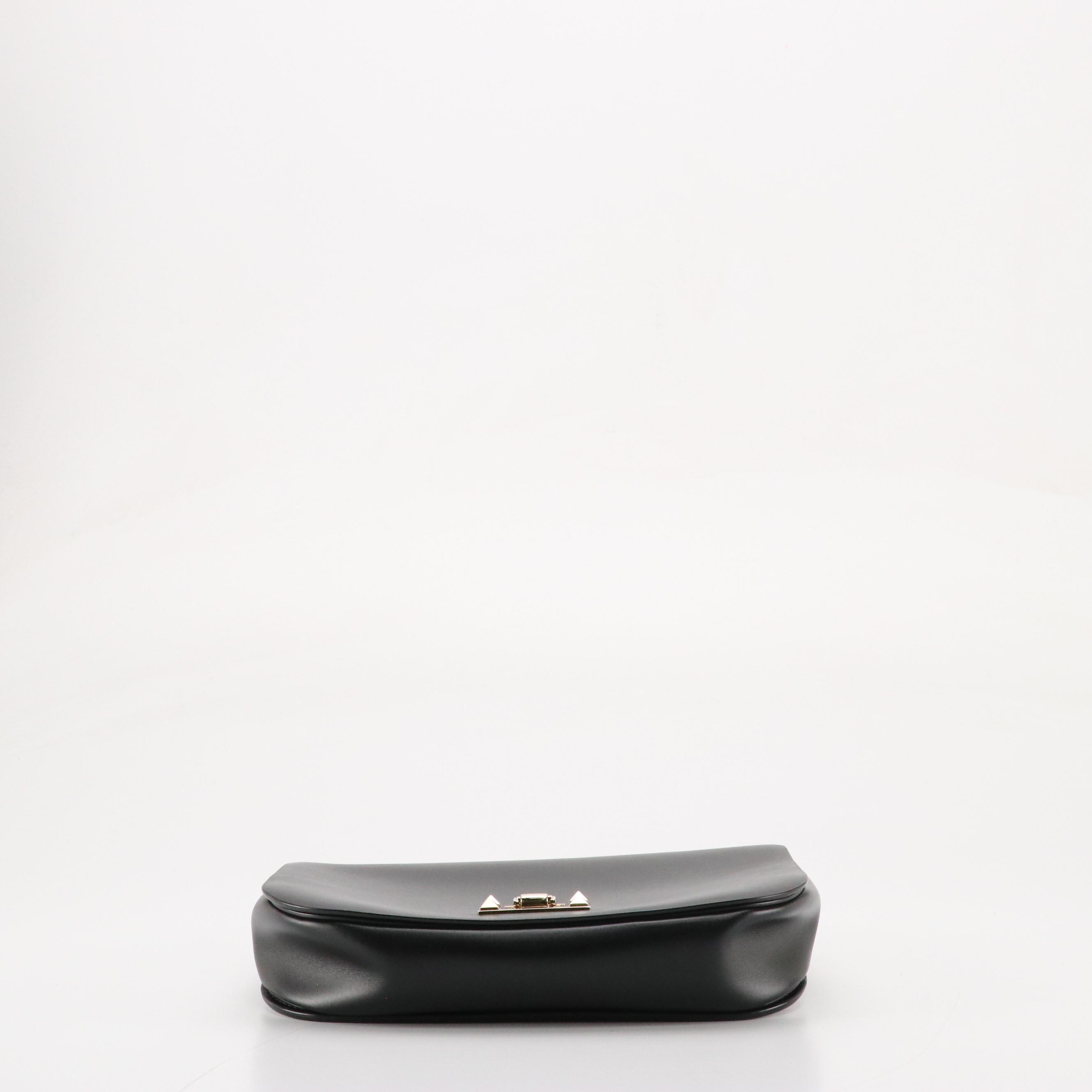 Valentino Garavani Rockstud Black Leather Saddle Bag