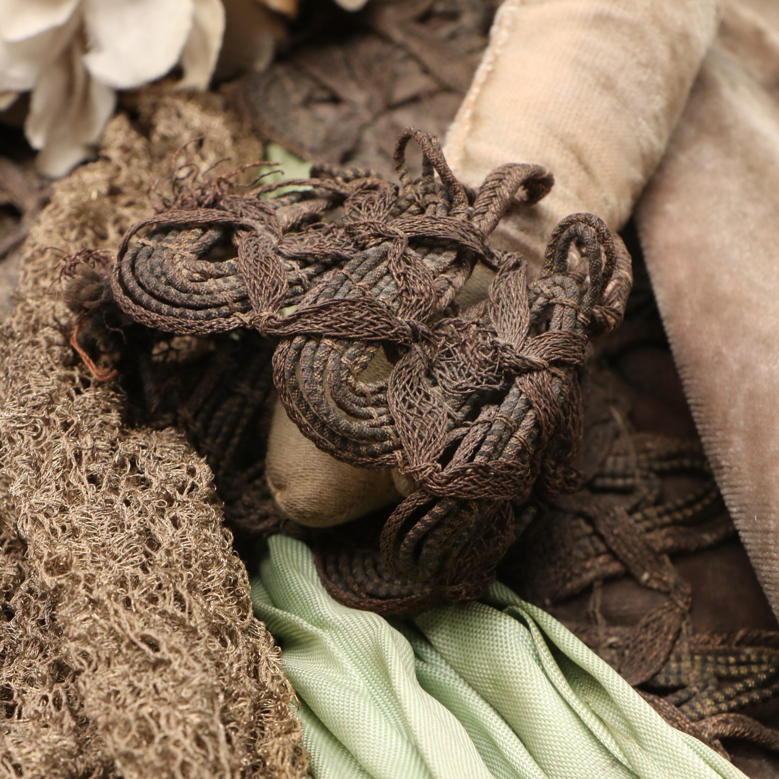 Victorian Style Boudoir Doll with Velvet Dress and Hand-Beaded Bonnet