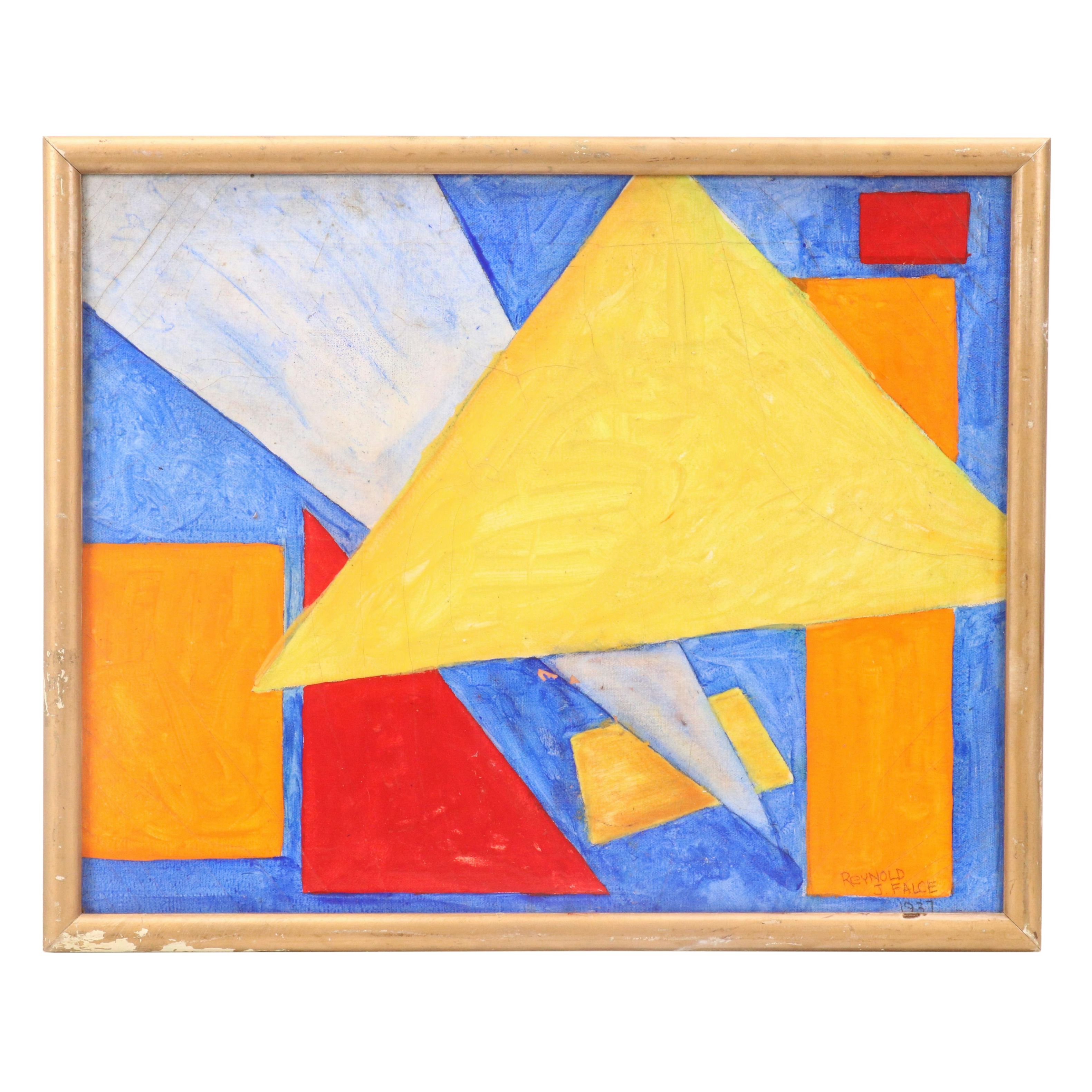Reynolds Falce Abstract Mixed Media Painting "Geometrique," 1937