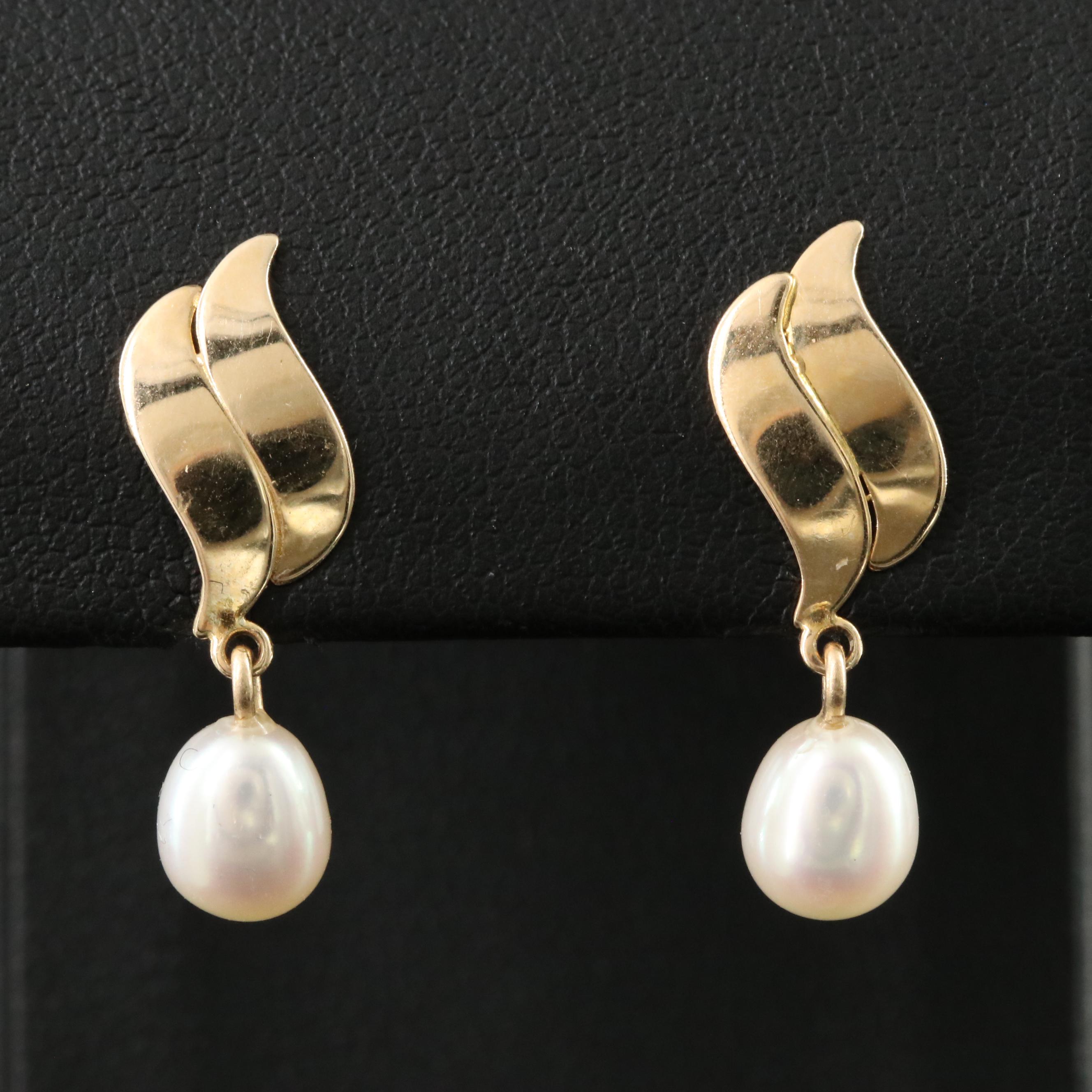14K Pearl Drop Earrings