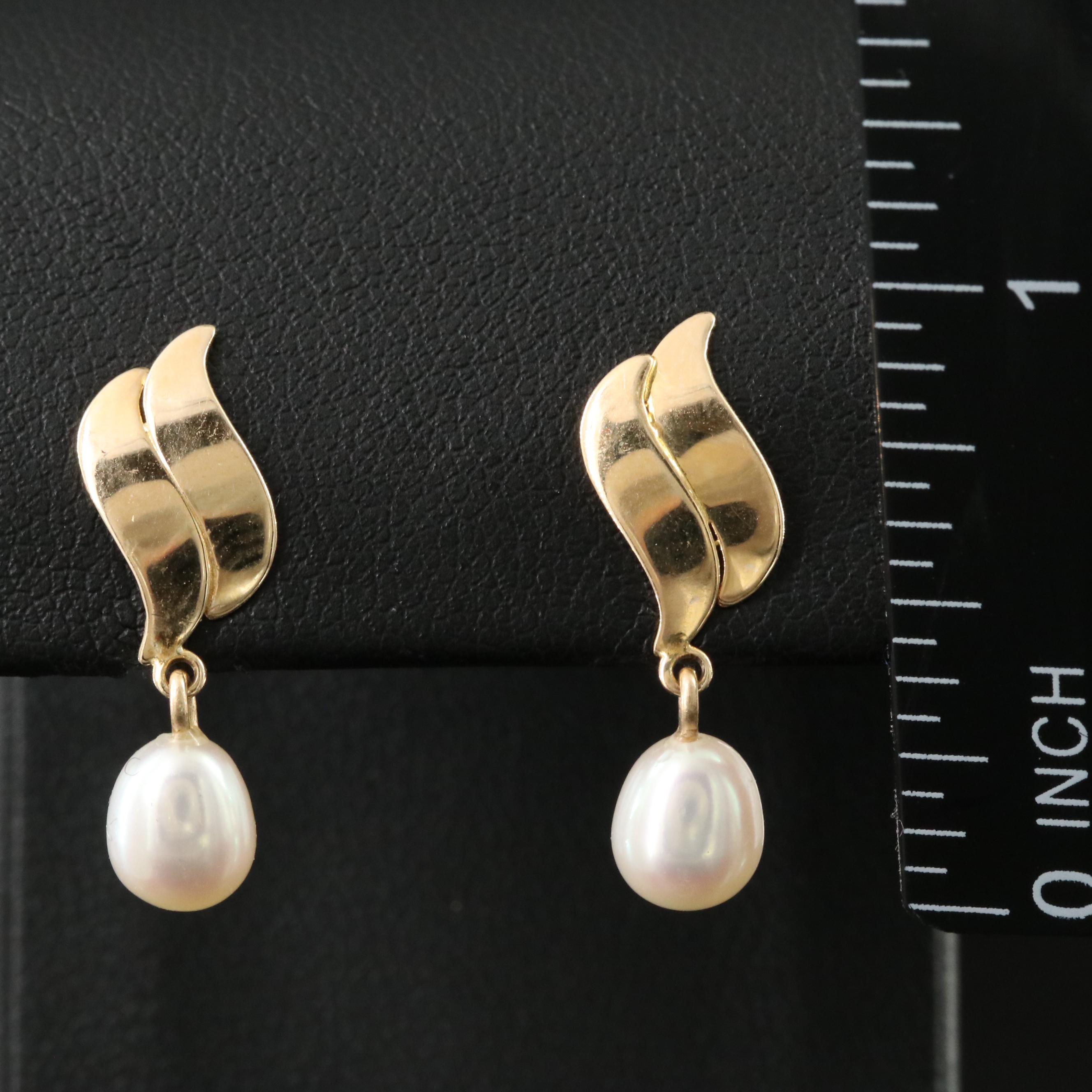 14K Pearl Drop Earrings