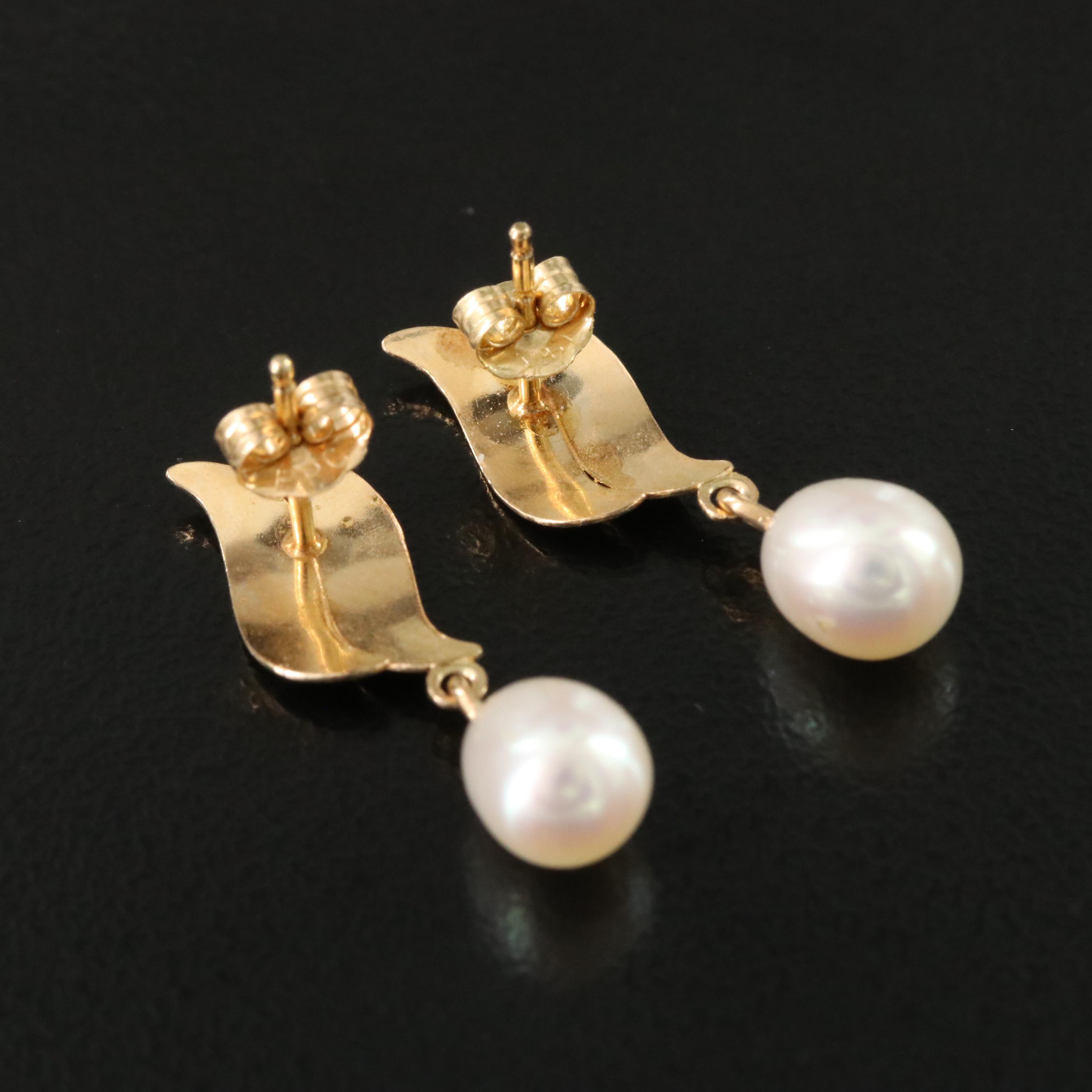 14K Pearl Drop Earrings