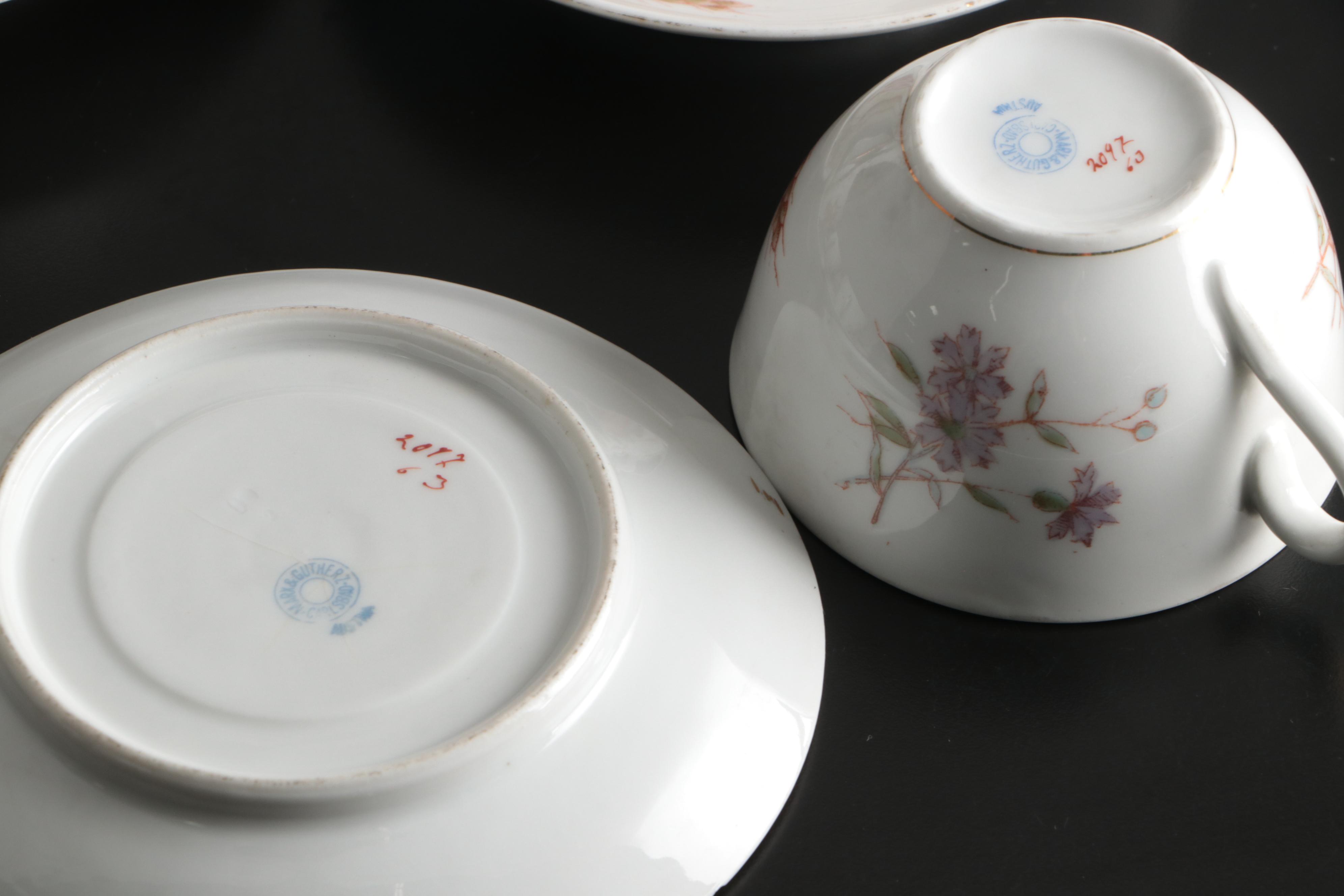 Marx & Gutherz Victorian Austrian Porcelain Dinnerware and Serving Pieces