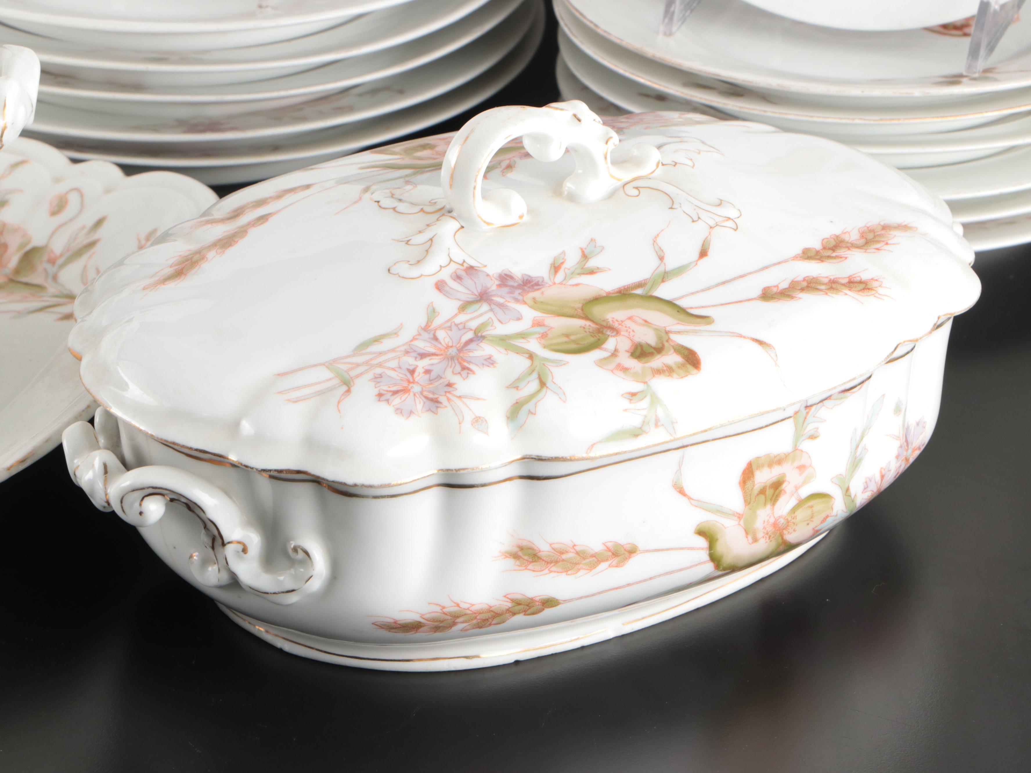 Marx & Gutherz Victorian Austrian Porcelain Dinnerware and Serving Pieces