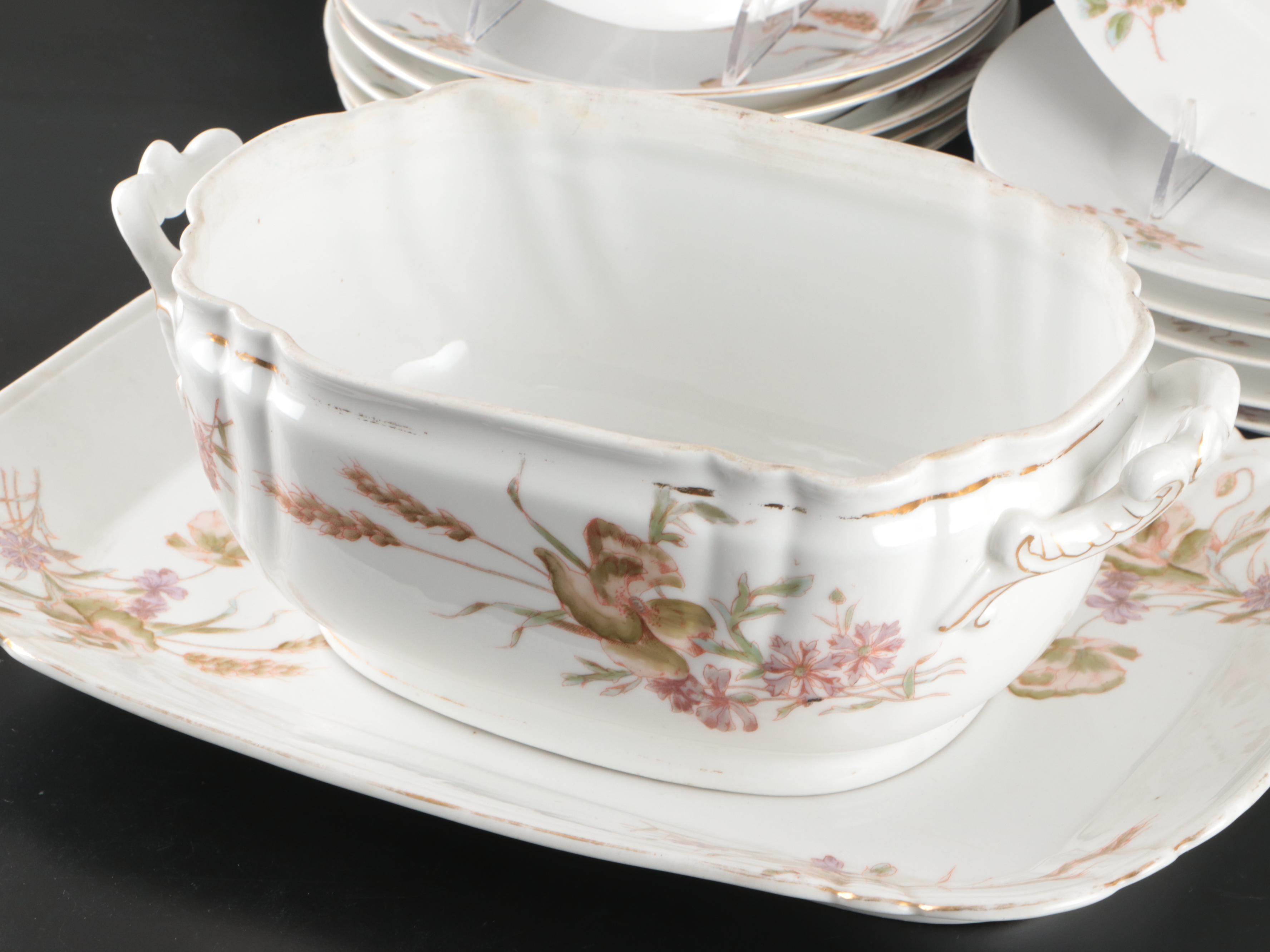 Marx & Gutherz Victorian Austrian Porcelain Dinnerware and Serving Pieces