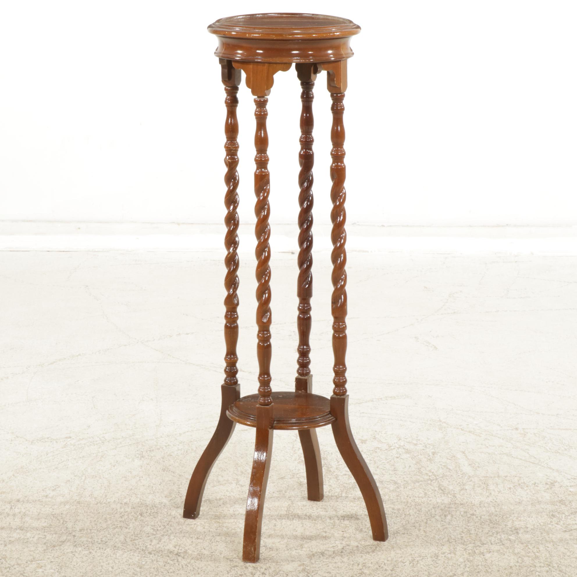Mahogany Barley Twist Plant Stand, Mid-20th Century