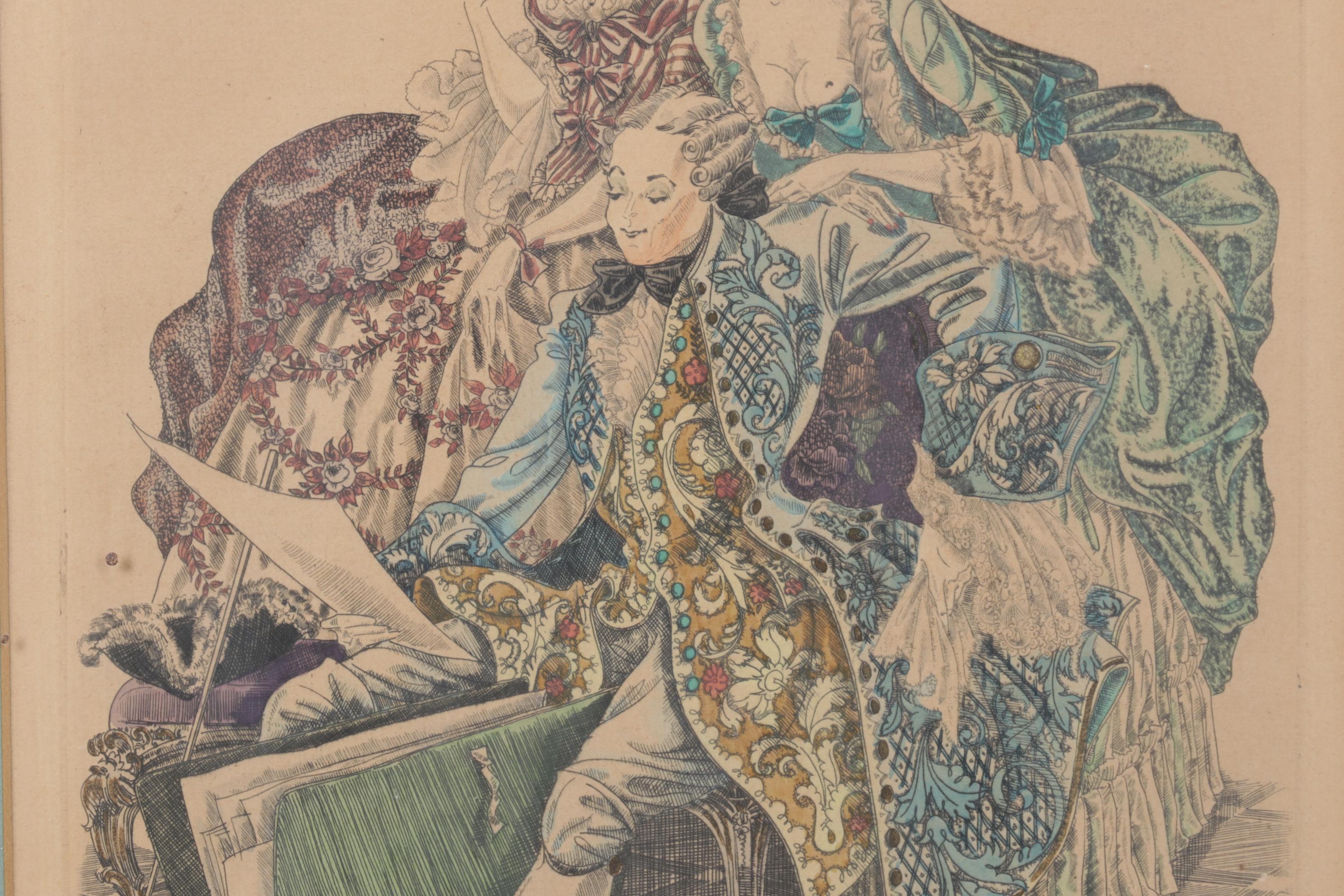 Hand-Colored Etching after Kurt Hilscher "Der Kunstfreund", Early to Mid-20th C.